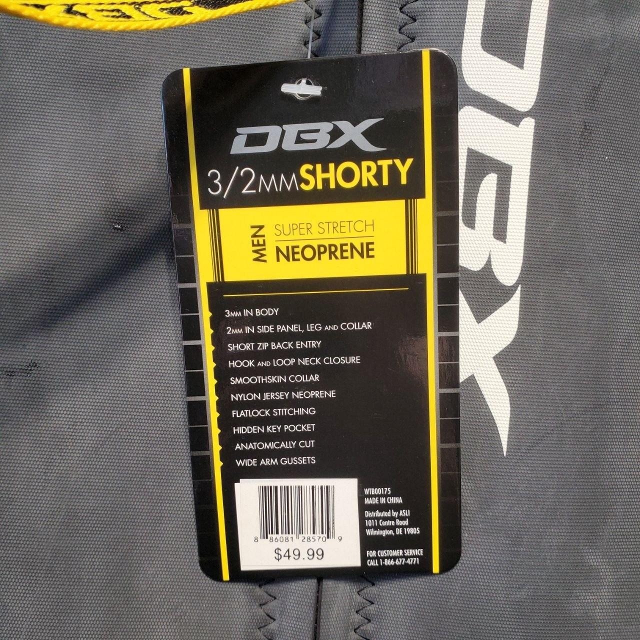 NWT DBX 3/2mm Shorty Wetsuit Mens XL Neoprene Black Gray Back Zip Surf Dive Swim