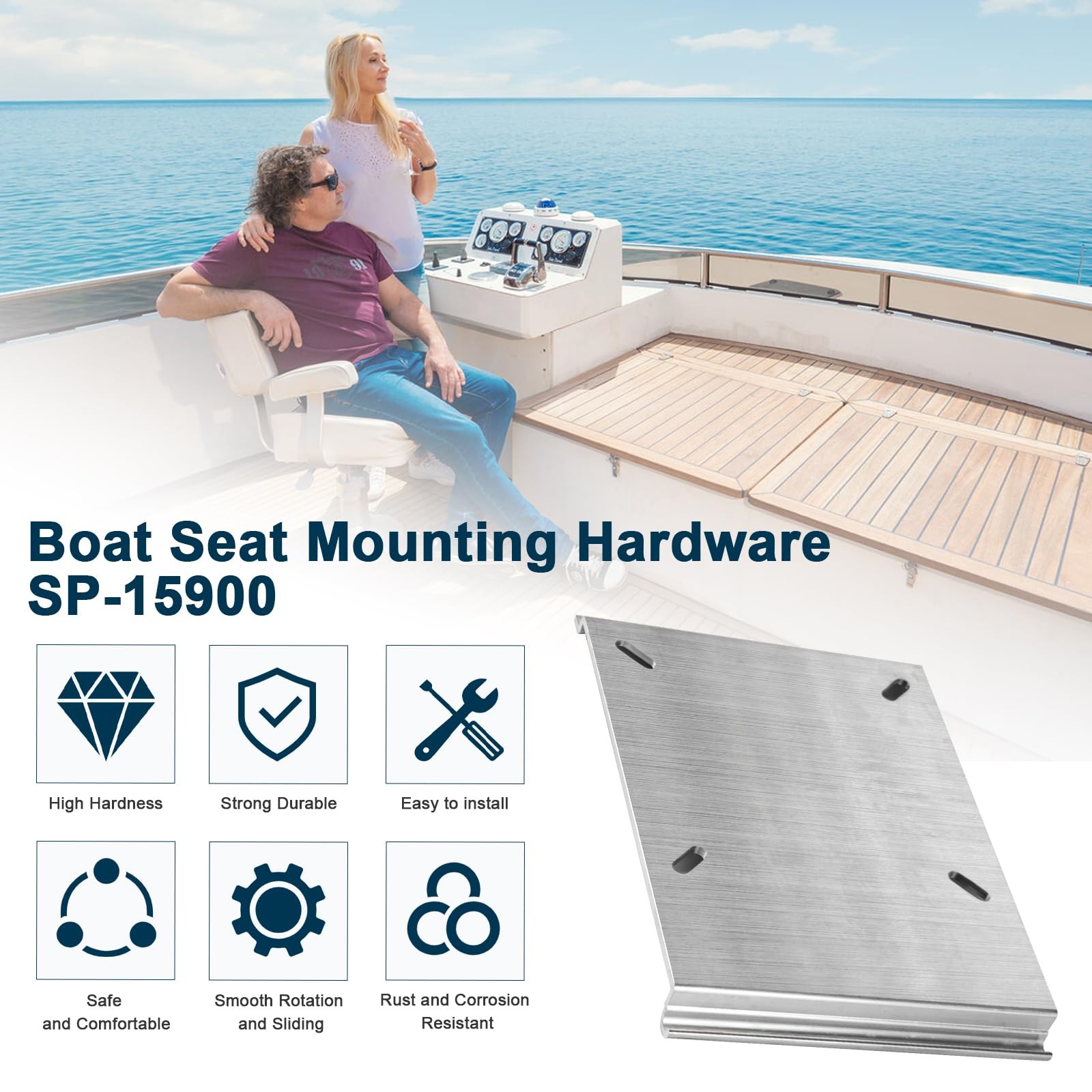 Boat Seat Mounting Mount for Attwood SP-15100 Slide Plate On 15″ Rails Hardware