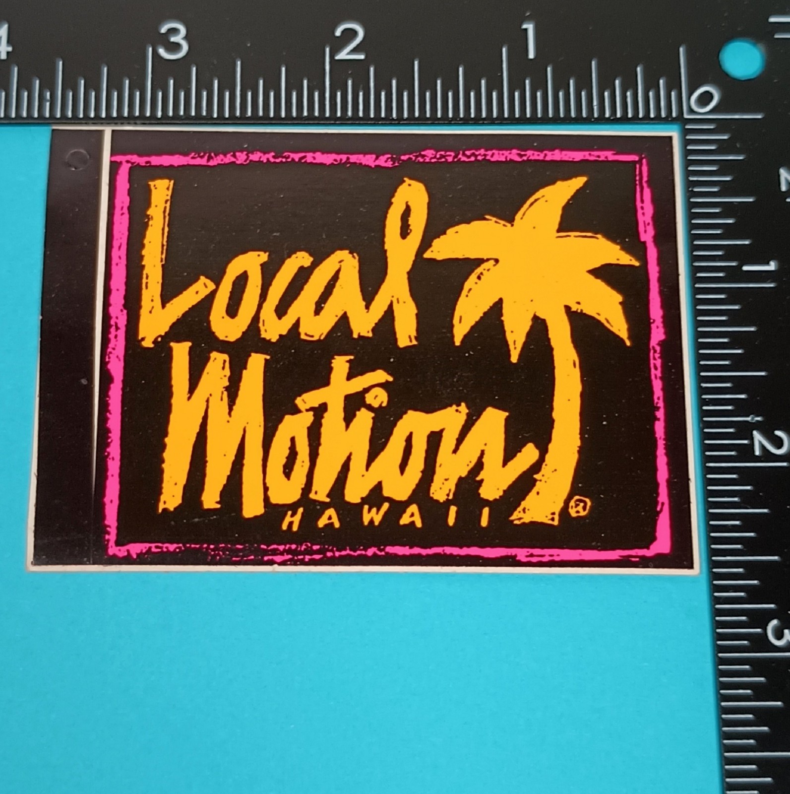 LOCAL MOTION Hawaii Neon Orange and Pink 1980’s Vintage Surfing STICKER Decal