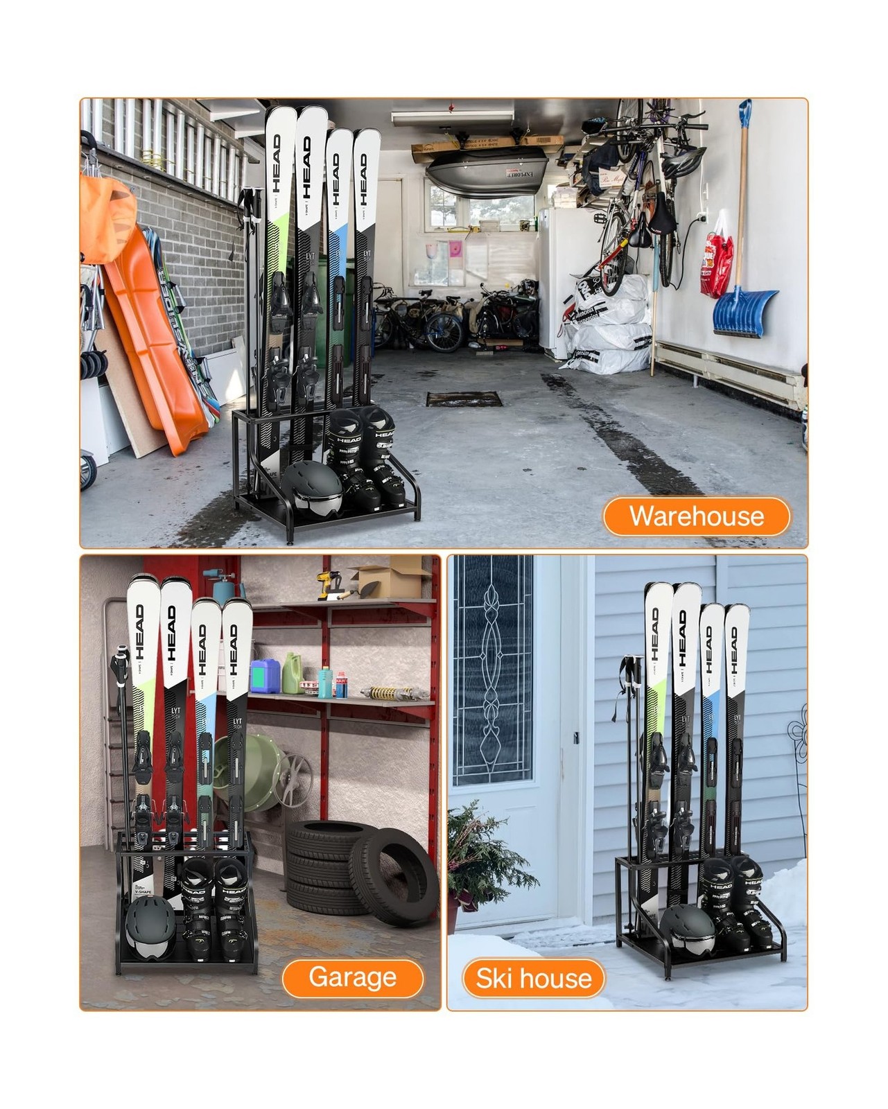 FHXZH Ski Storage Rack for Garage – Freestanding Ski Holders fo… FAST USA SHIP