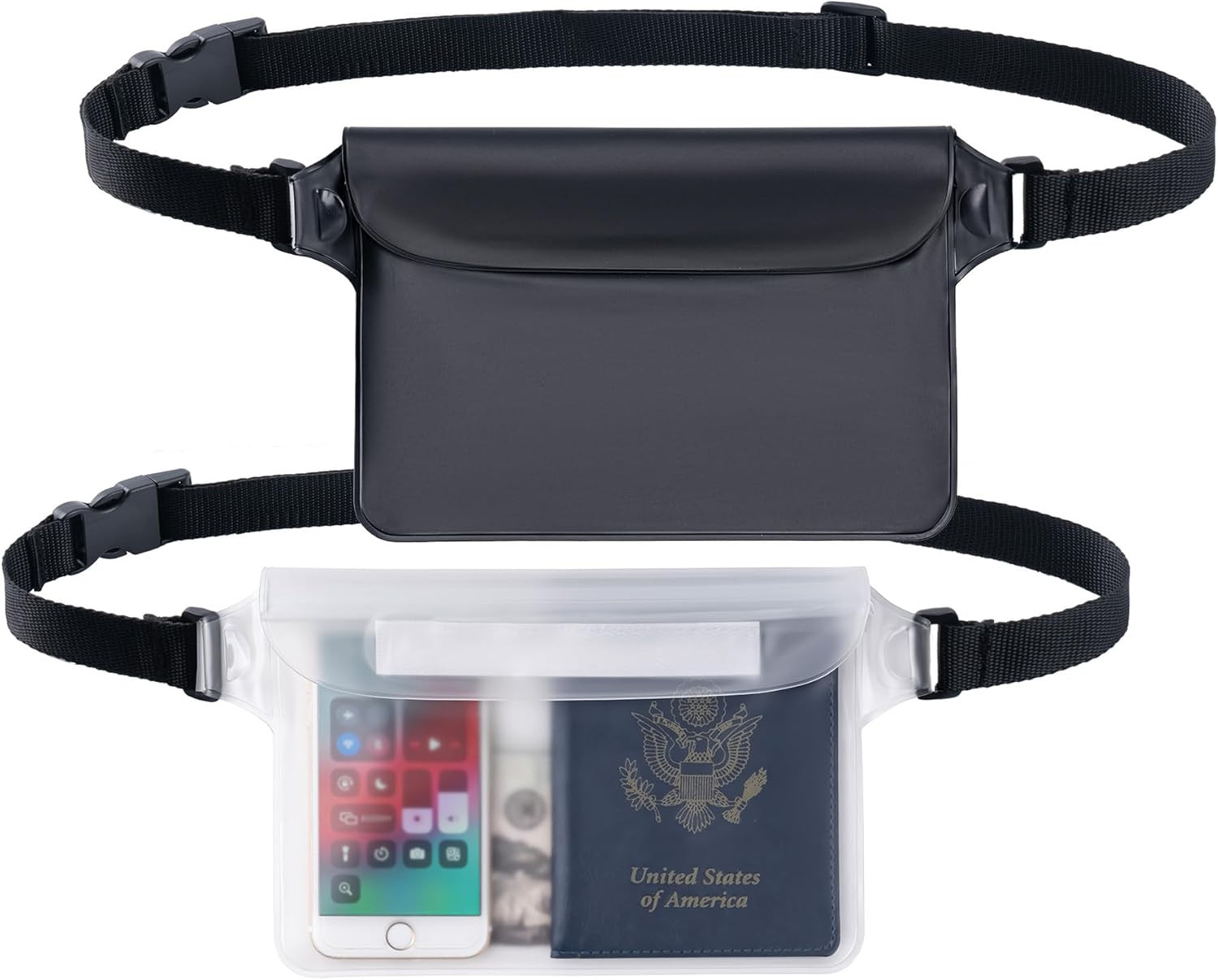 2-Pack Waterproof Pouch with Adjustable Waist Strap | Screen Touch Sensitive Dry