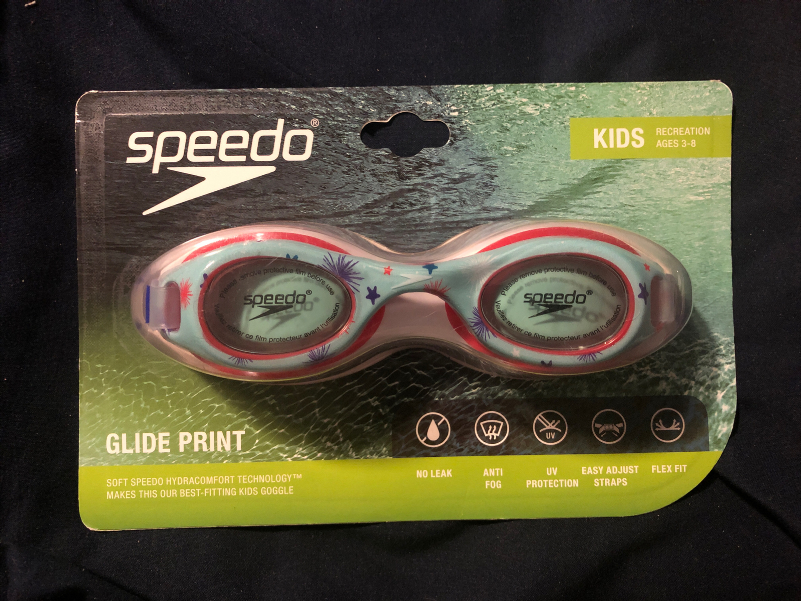 New Speedo kids 3-8 Kids Swim goggles – glide print – Starburst Jade