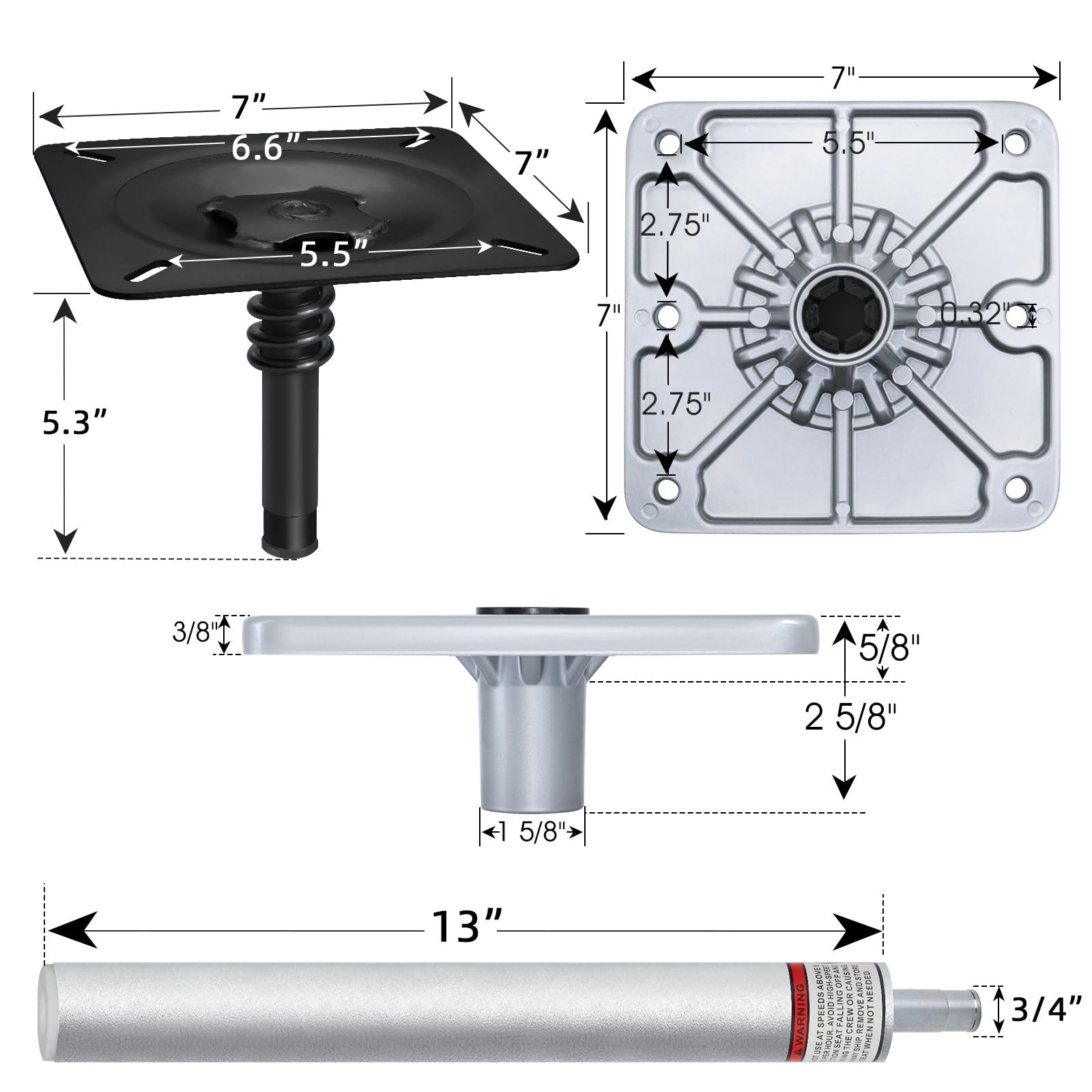 Boat Seat Pedestal Base Mount Kit 3/4″ Boat Seat Mount Pin Pedestal Kit | Inc…
