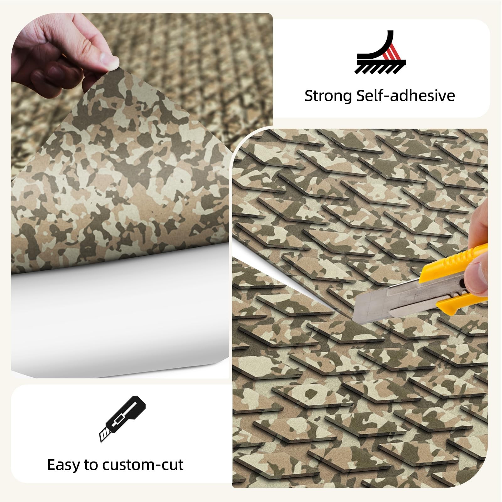 Hzshark Boat Flooring Eva Foam Boat Decking Self-Adhesive Non Slip Camo