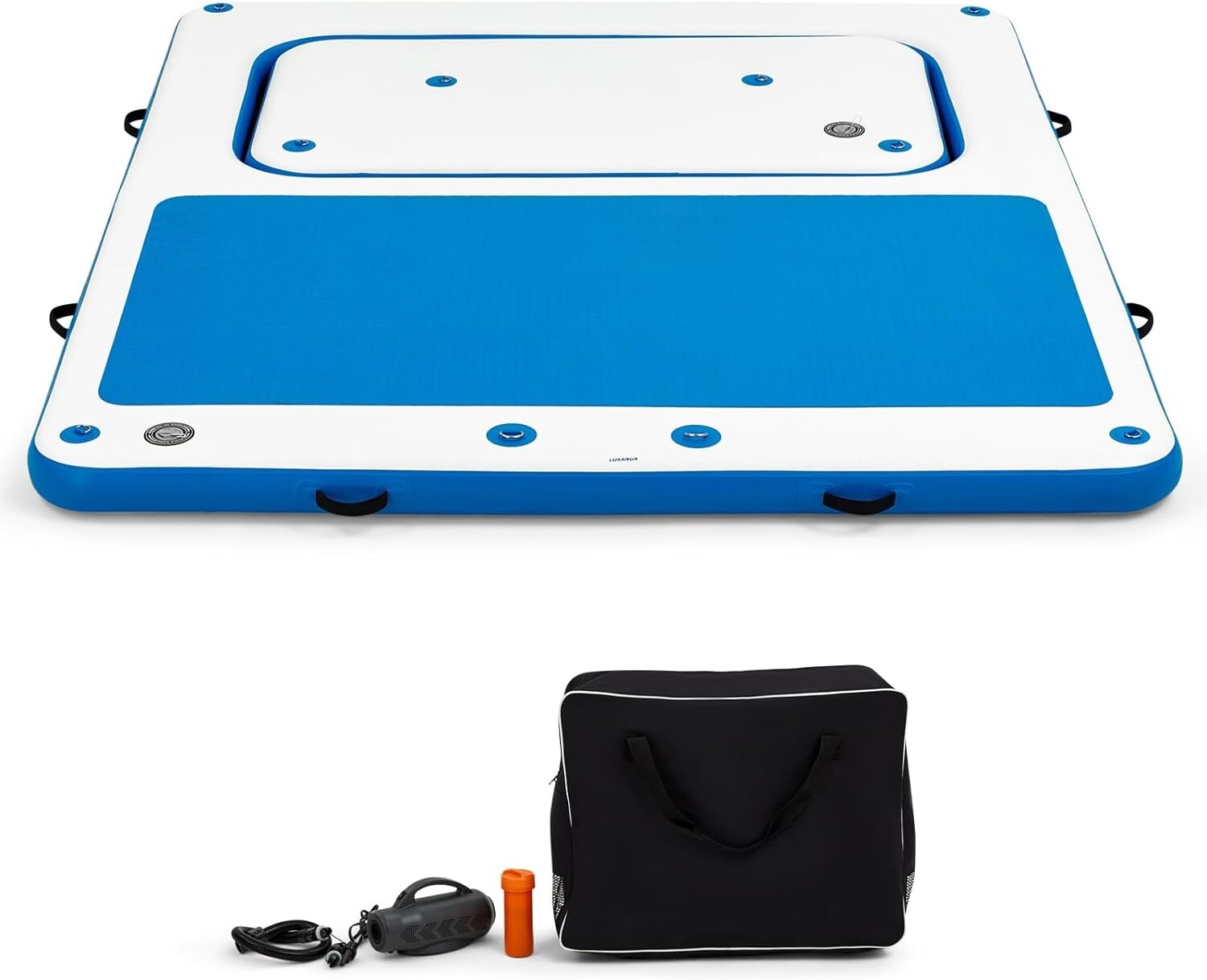 Danrelax 10’x8′ Inflatable Dock,Electric Pump for 1-Min Inflate, Fits 10