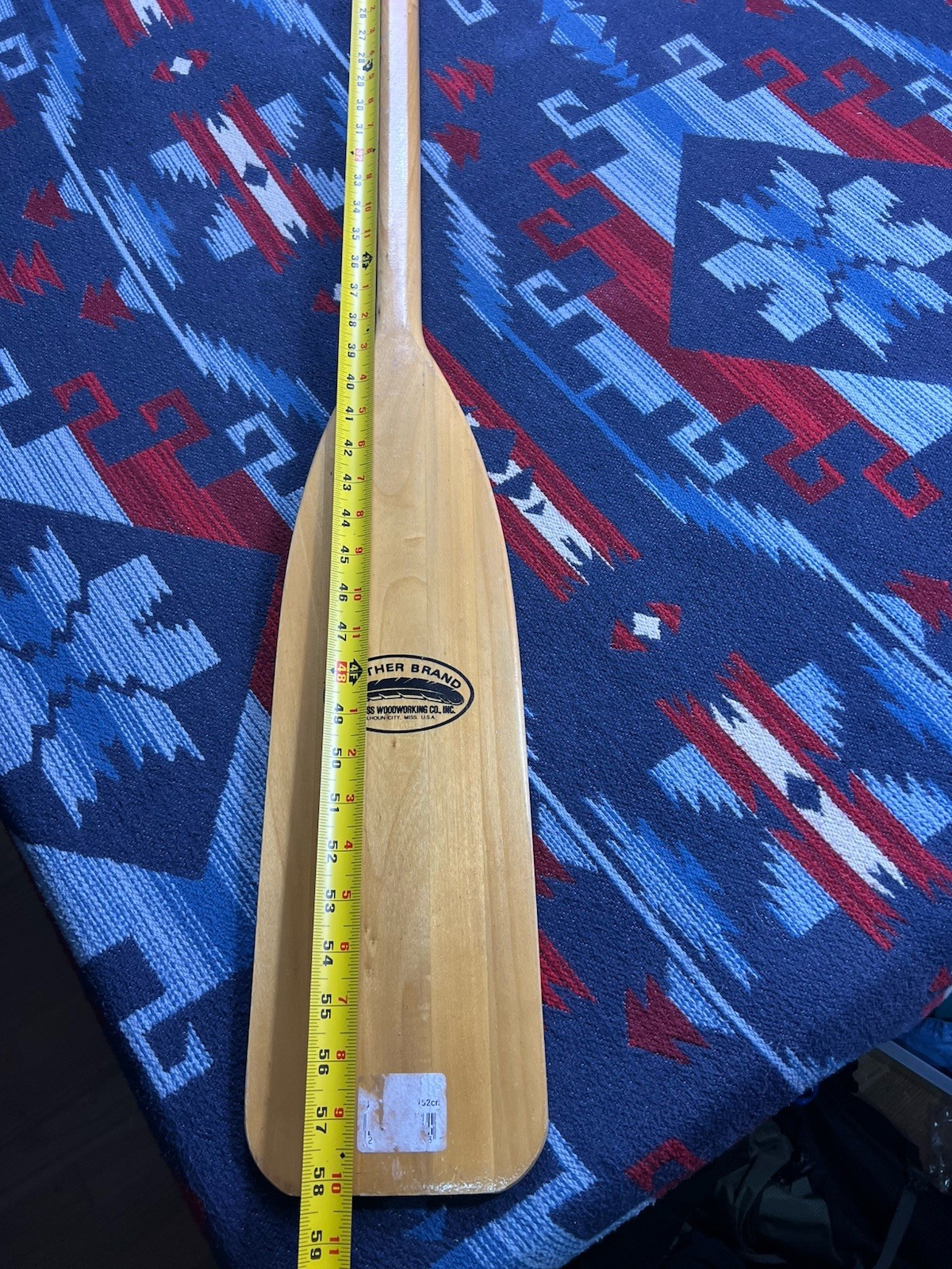 Vtg Wood Feather Brand Canoe Paddle 58” 59″ Beaver Lake Boat Wooden Lightweight