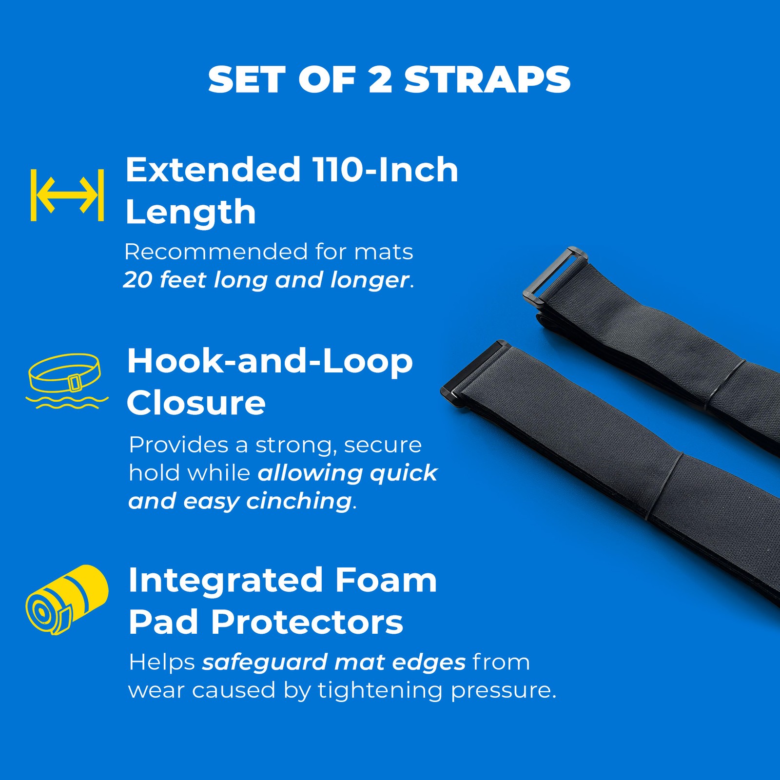 Aqua Lily Pad 110″ Floating Storage Cinch Straps with Pad Protectors, Set of 2