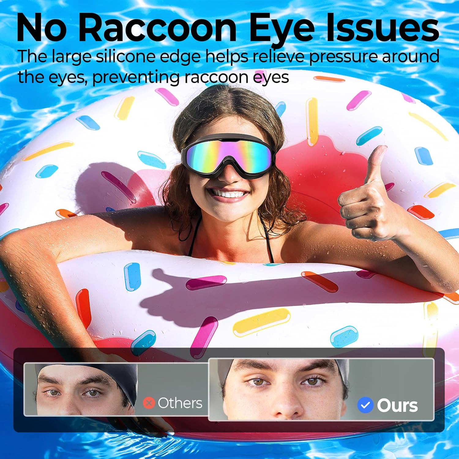 GMOX Swim Goggles 3 Pack Anti-Fog UV Protection 180° Wide View Swimming Glasses