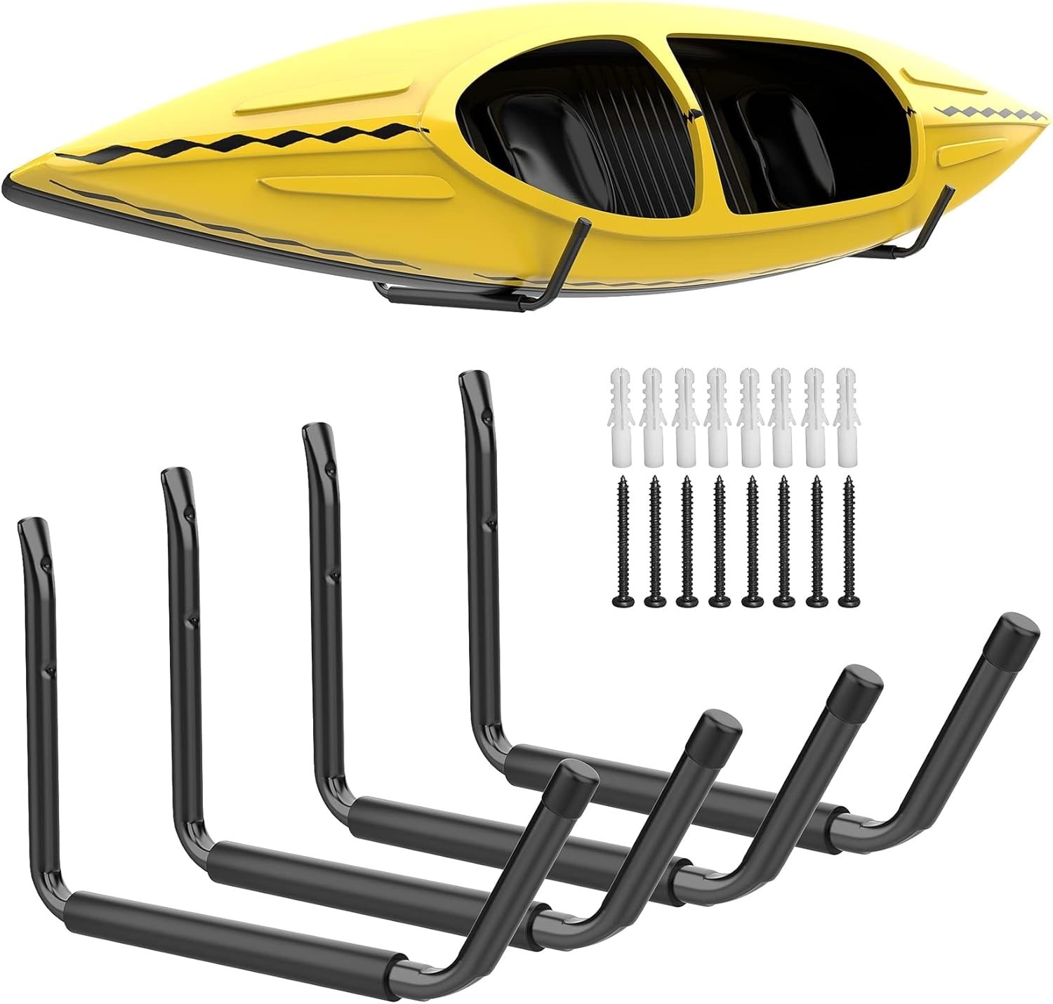Kayak Wall Mount Rack 4-Pack Metal Garage Utility Hanger Paddleboard Ski