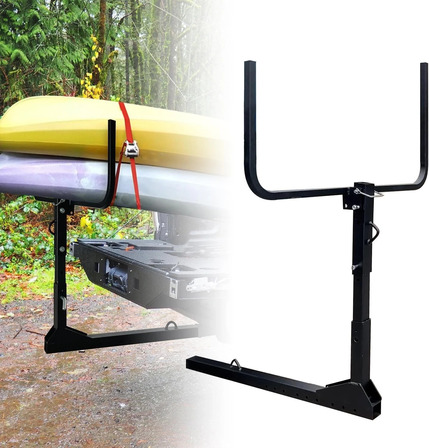 RV Hitch Kayak Rack 2” Receiver Adjustable Vertical Carrier up to 12ft 300lbs