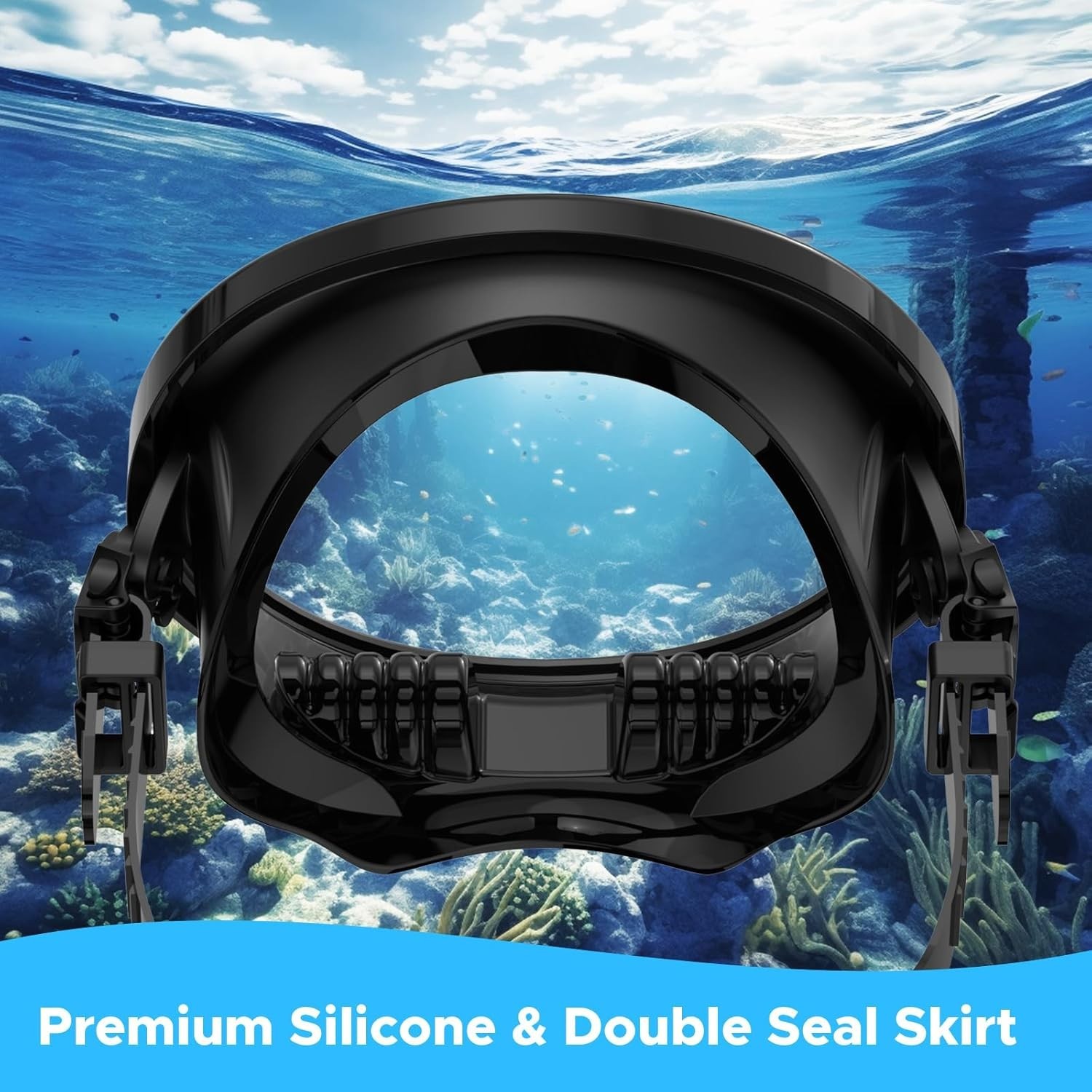 Scuba Diving Mask,Oval Tempered Glass Snorkel Mask Goggles for Underwater Vision