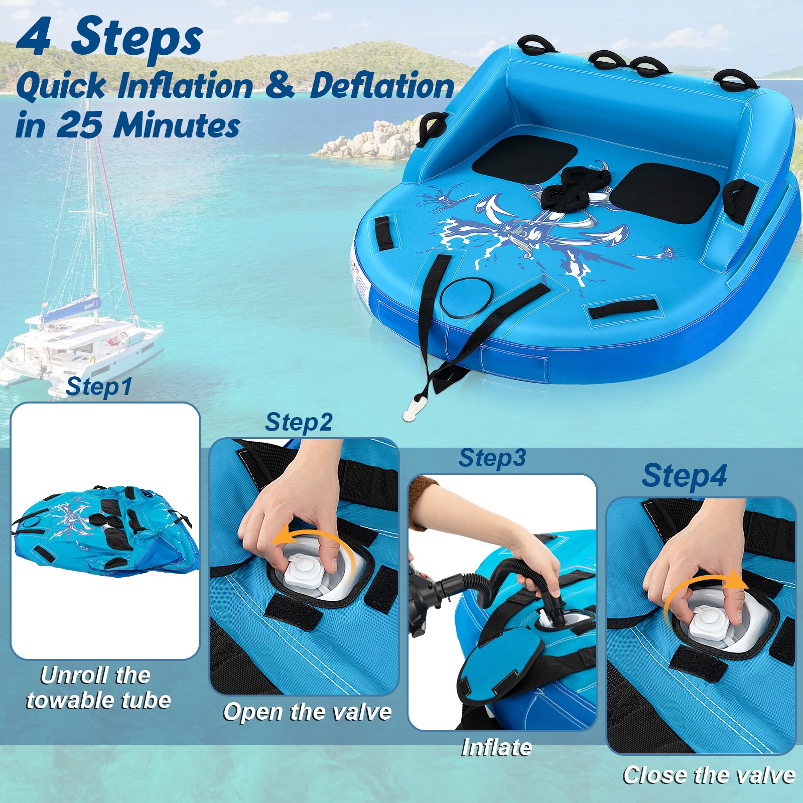 Inflatable 2 Person Towable Tubes for Boating Water Tubes for Boats to Pull