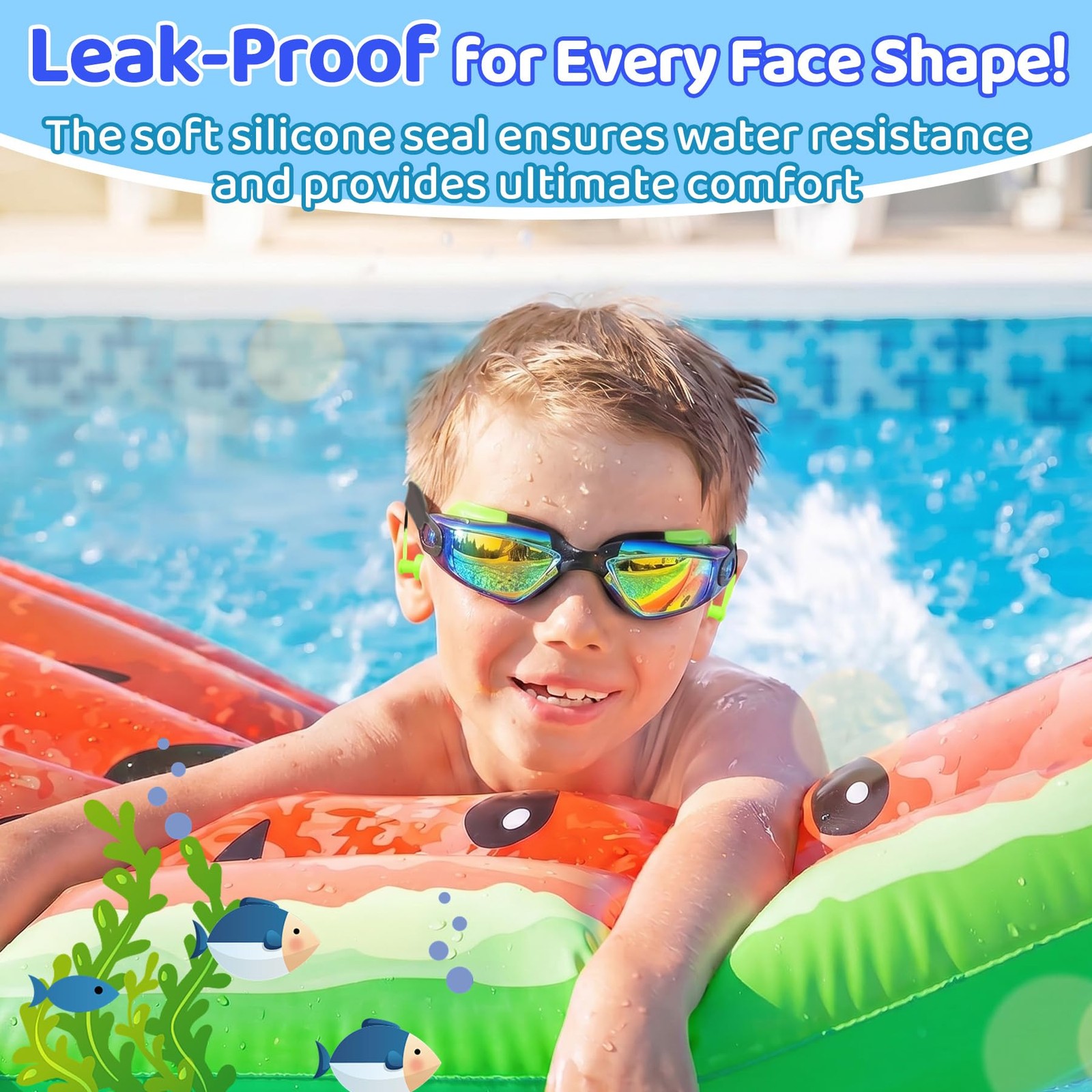 Swimming Goggles for 3-15 years-2 Pack, Goggles Anti-Fog/UV No Leaking Swim G…