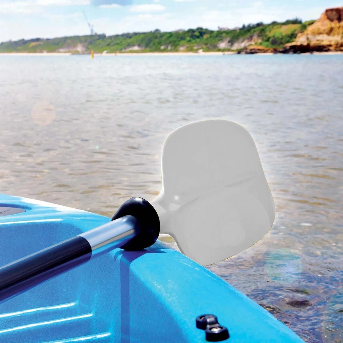 Oceansouth Aluminum Kayak Paddle White Asymmetric Detachable Lightweight Canoe