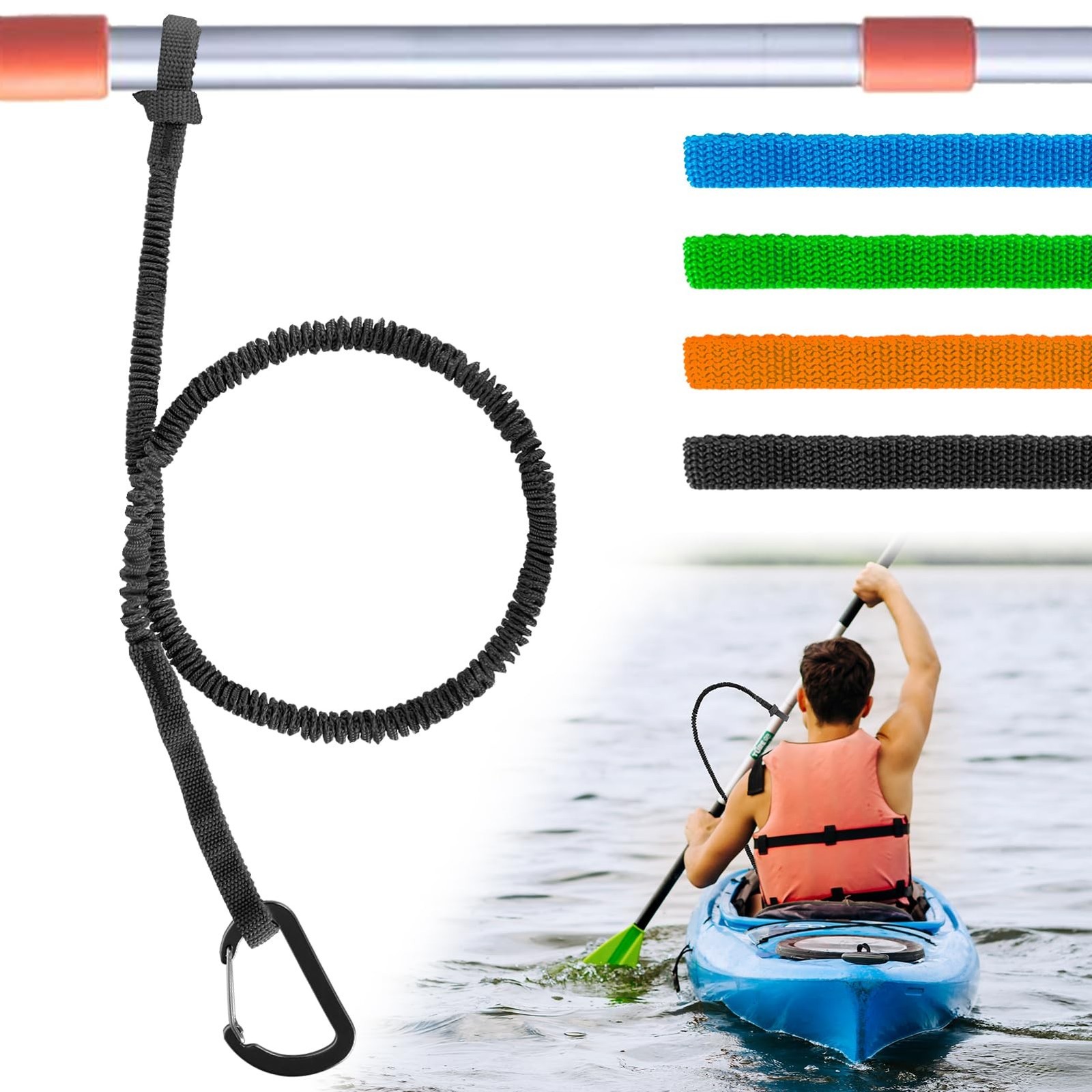 1/2/4 Pack Kayak Paddle Board Tether Leash Stretchable Strap Lanyard Rope, 3….