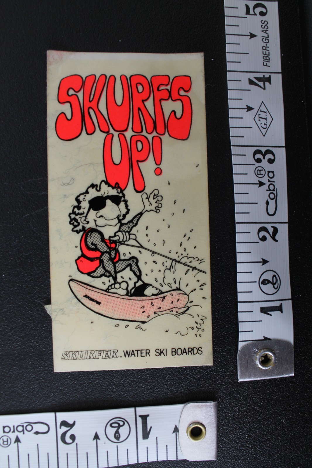 Skurfs Up Skurfer Water Ski Boards Clear Neon Orange V6B Vintage Surfing STICKER