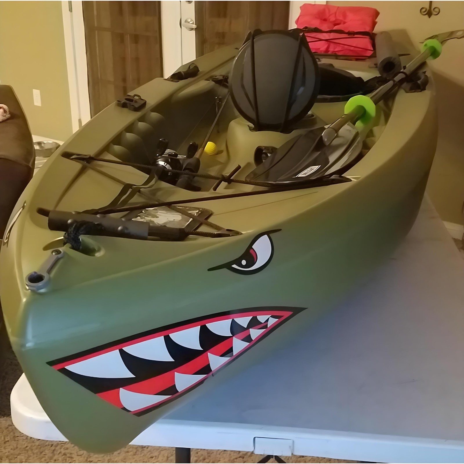 Waterproof Shark Teeth Decals for Kayaks & Boats – Fishing Accessories, 18