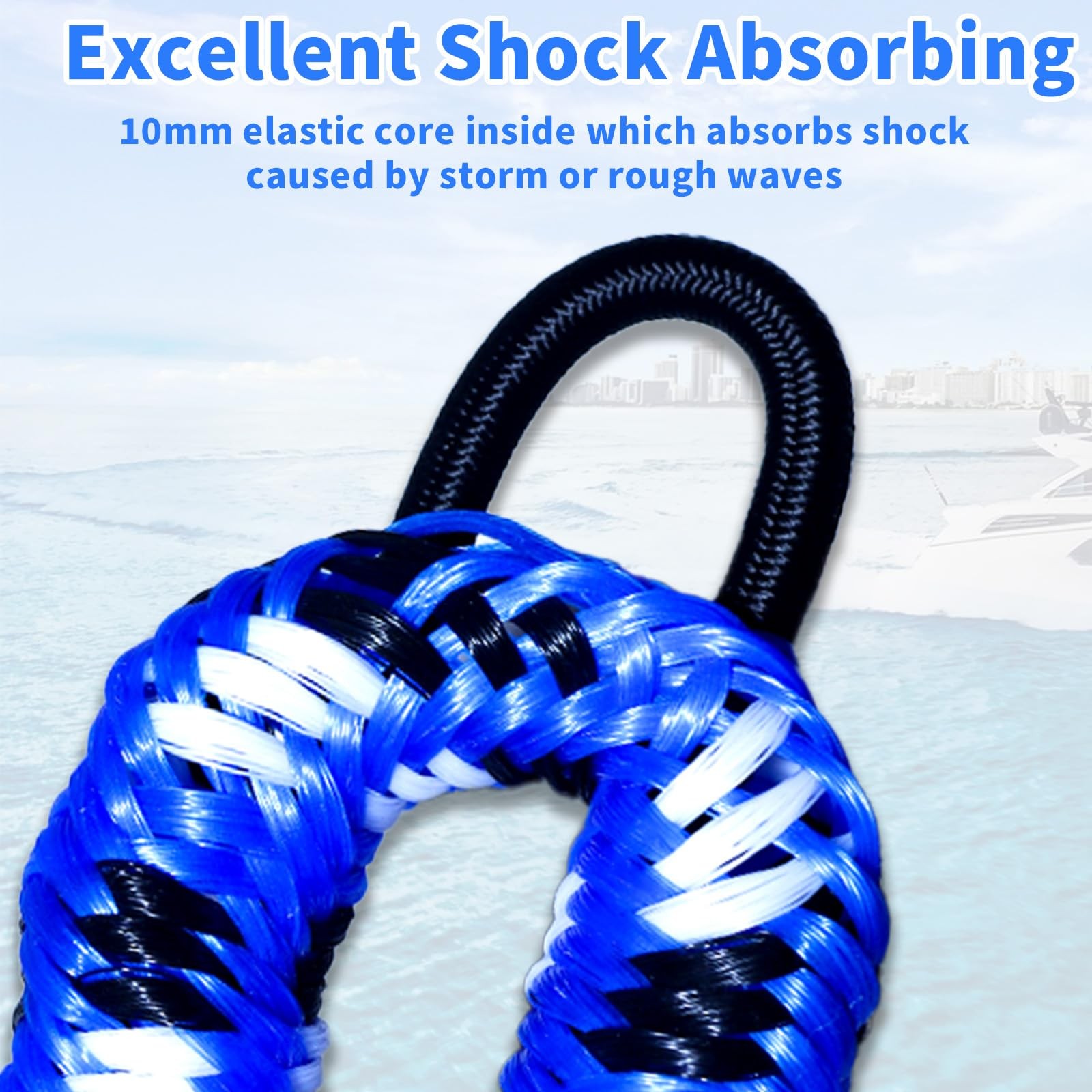 4 Pack Boat Bungee Dock Lines Boat Marine Rope, Jet Ski Dock, Boating Seadoo …