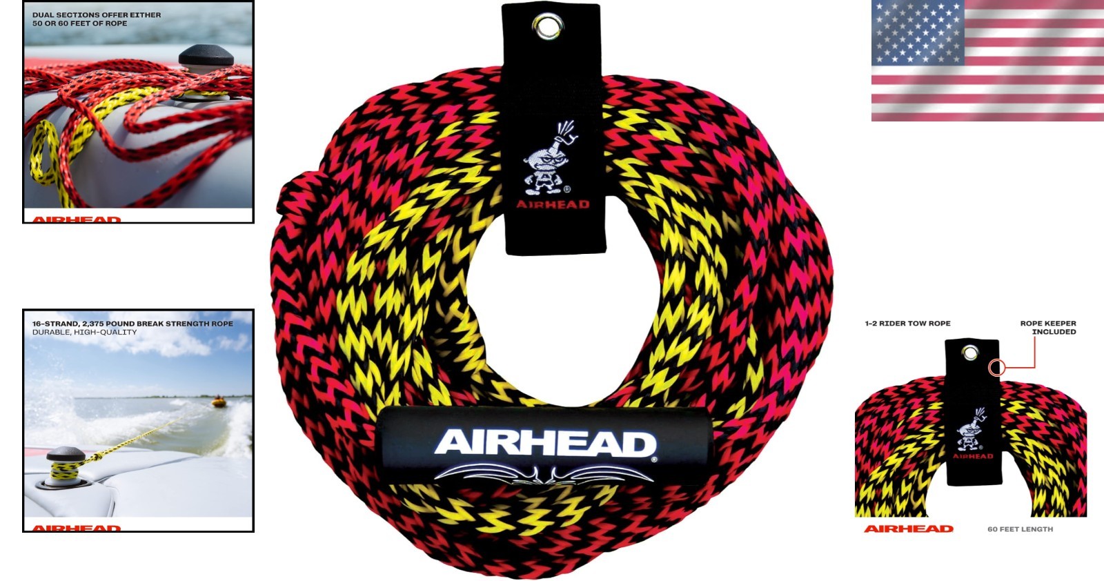 Luxury 60 ft Heavy Duty Tow Rope for 1-4 Person Tubing – UV Resistant Design