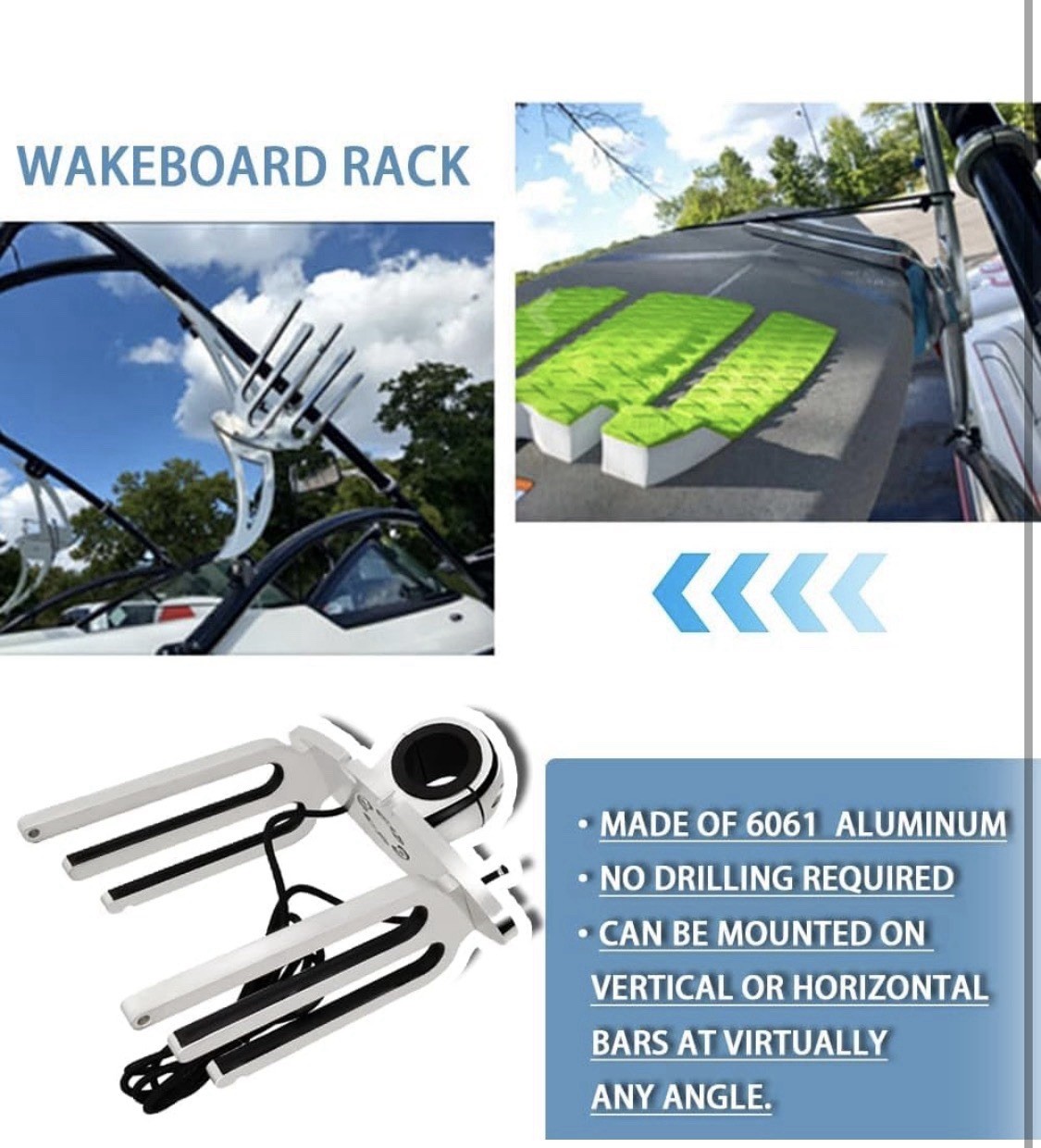 Boat Wakeboard Tower Rack Polished Aluminum Wakeboarding Tower Holder