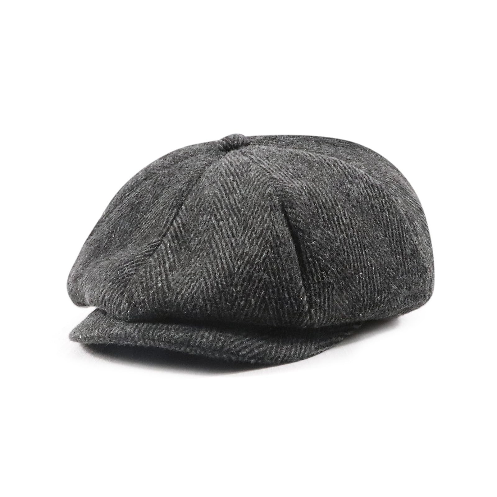 Men Women Wool Blend Newsboy Cap, 8 Panel, Herringbone Tweed, Irish Cabbie Iv…