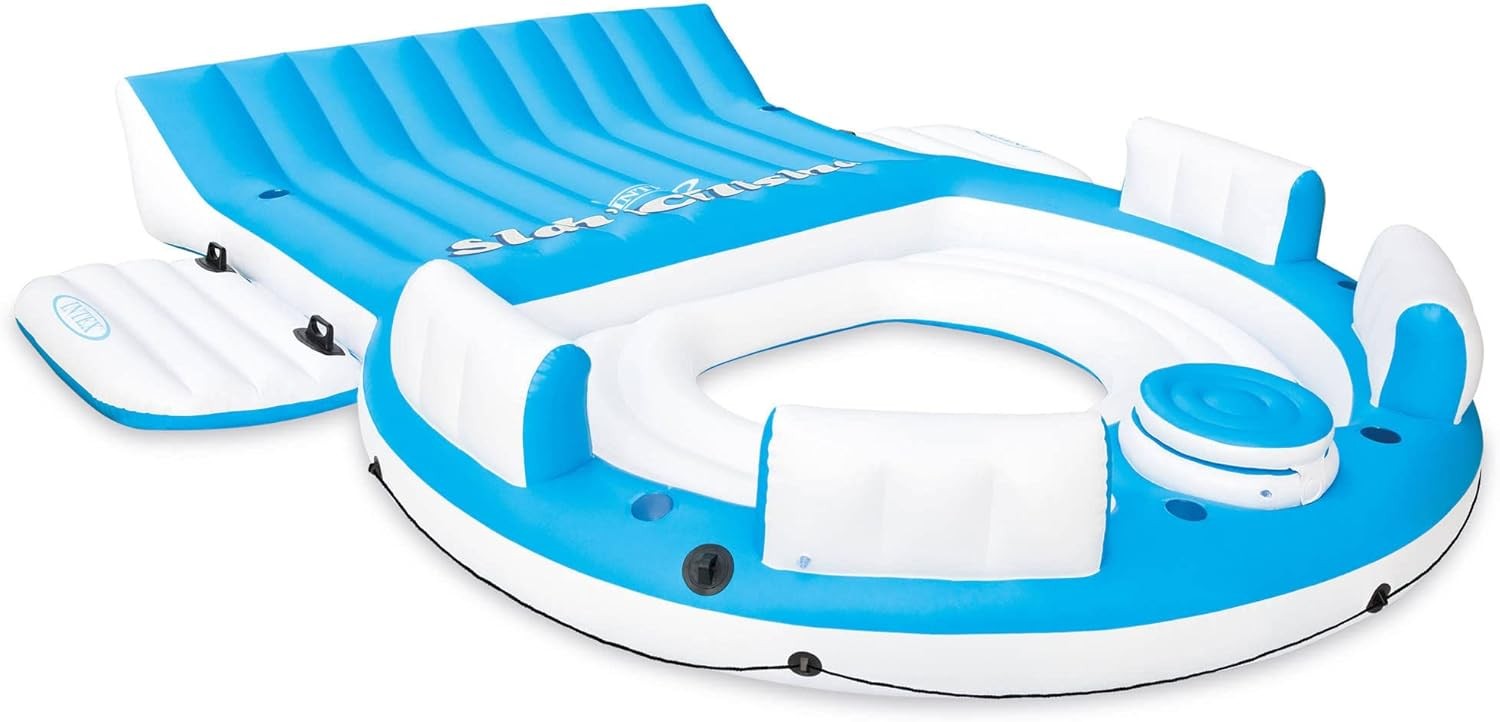 Tropical Tahiti Inflatable Floating Island 7 Person Water Lake Party Raft Float