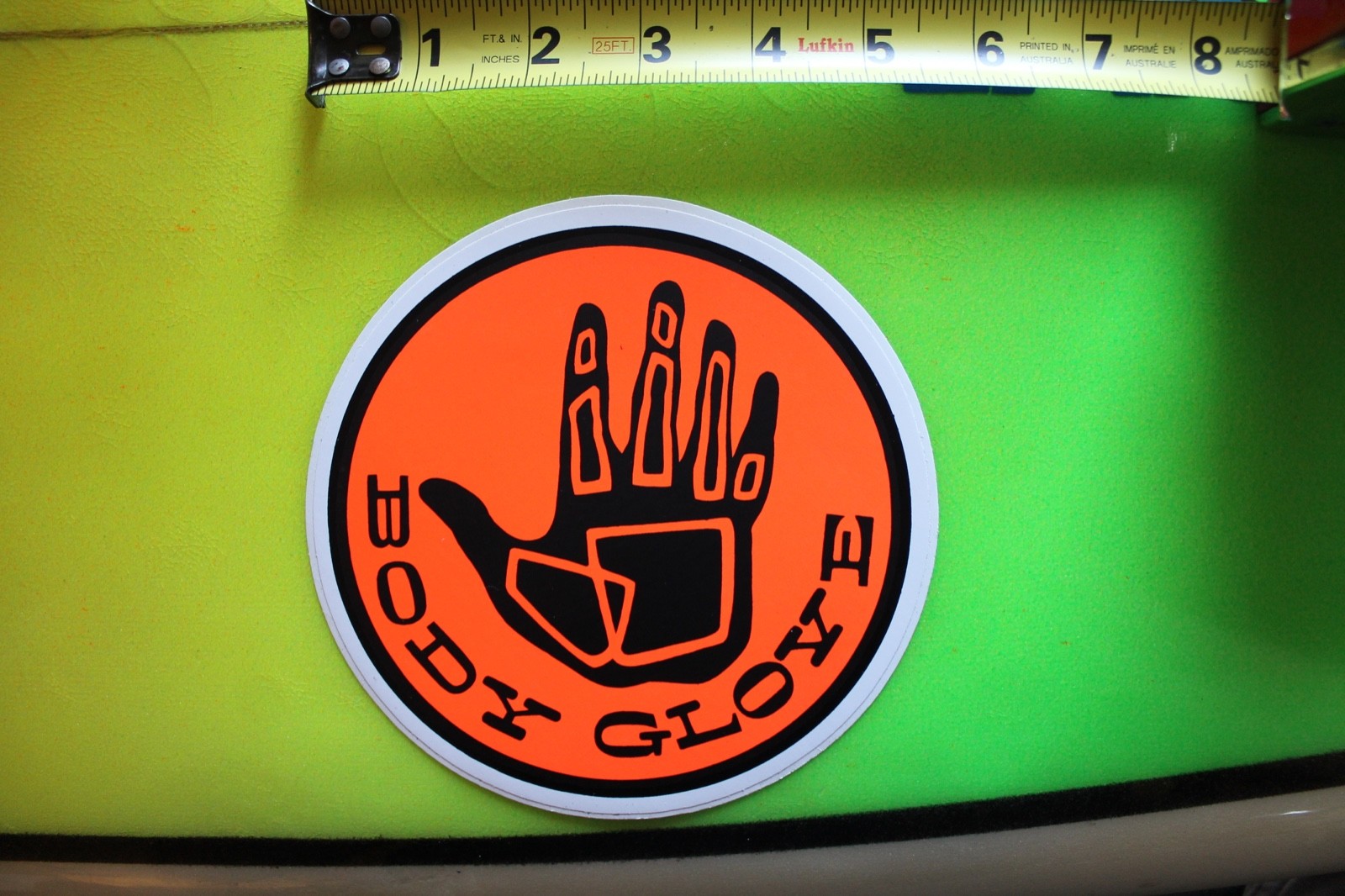 Body Glove Surfboards Wetsuits Neon 80’s Hand Orange Vintage Surfing STICKER
