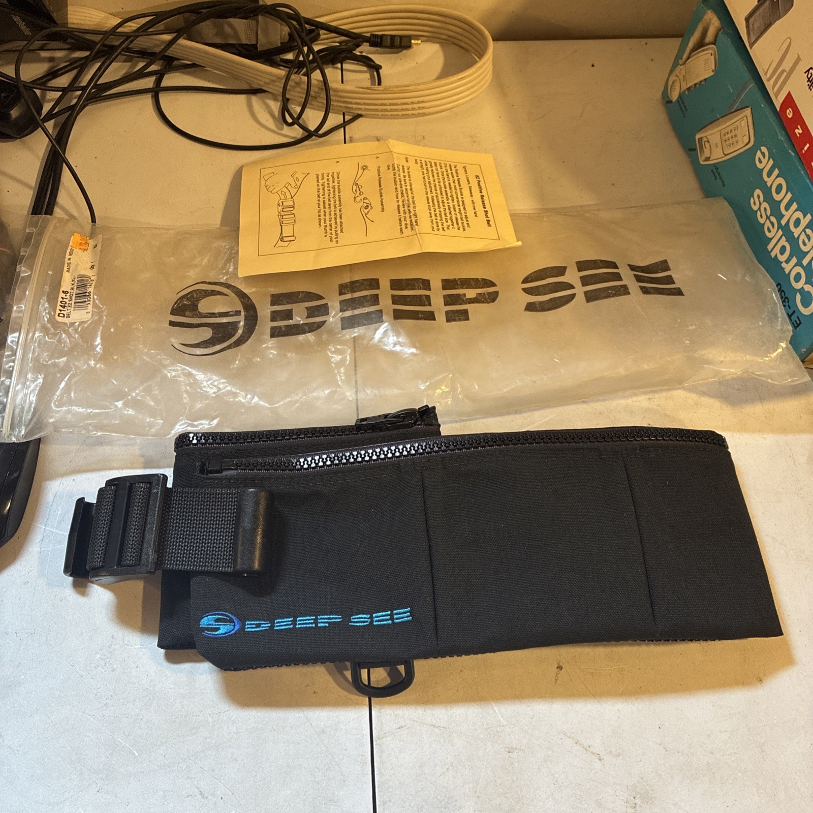 DEEP SEE Scuba Diving Black Weighted Shot Belt XL D1401-6 (No Weights Included)