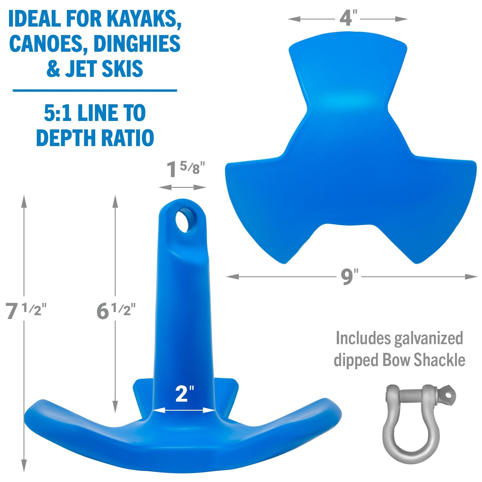 River Anchor 8lb Marinegrade Coated Mushroom Anchor For Boats Pontoons Kayaks Jo