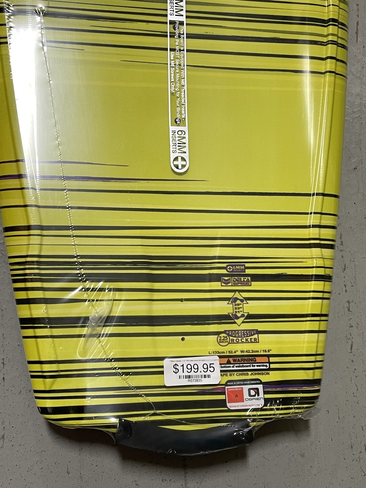 O’BRIEN VALHALLA 133CM PROGRESSIVE ROCKER WAKEBOARD YELLOW / BLACK / PURPLE