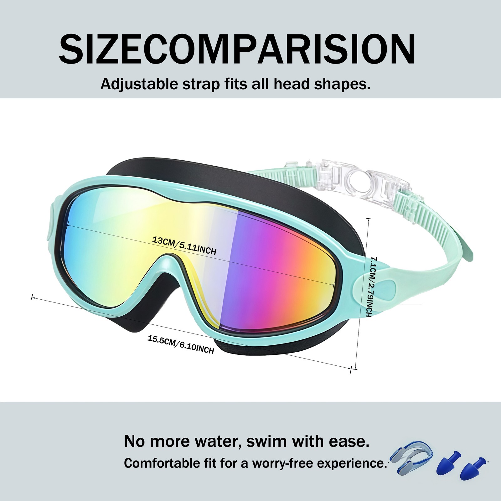 2 Pack Kids Swimming Goggles Wide View Anti Fog UV Protection Adjustable Strap