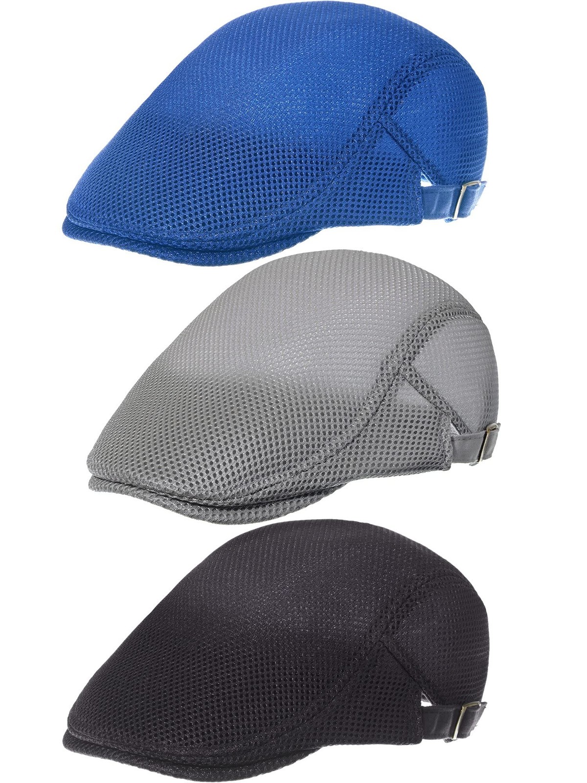 Geyoga 3 Pieces Mesh Newsboy Cap Mesh Breathable Summer Cap Adjustable Newsbo…