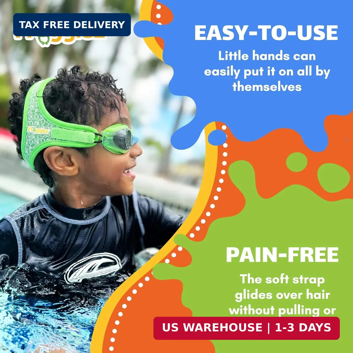 Frogglez Anti-Fog Swimming Goggles for Kids under 10 (Ages 3-10) Recommended by