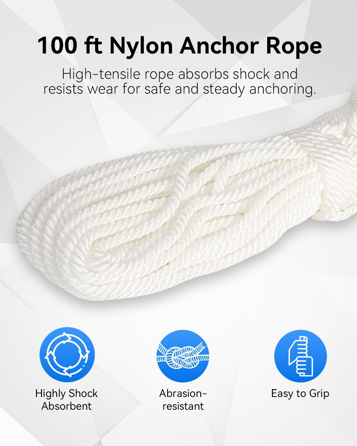 Boat Anchor Kit for 12-22 ft Boat, 8 lb Galvanized Boat Anchor