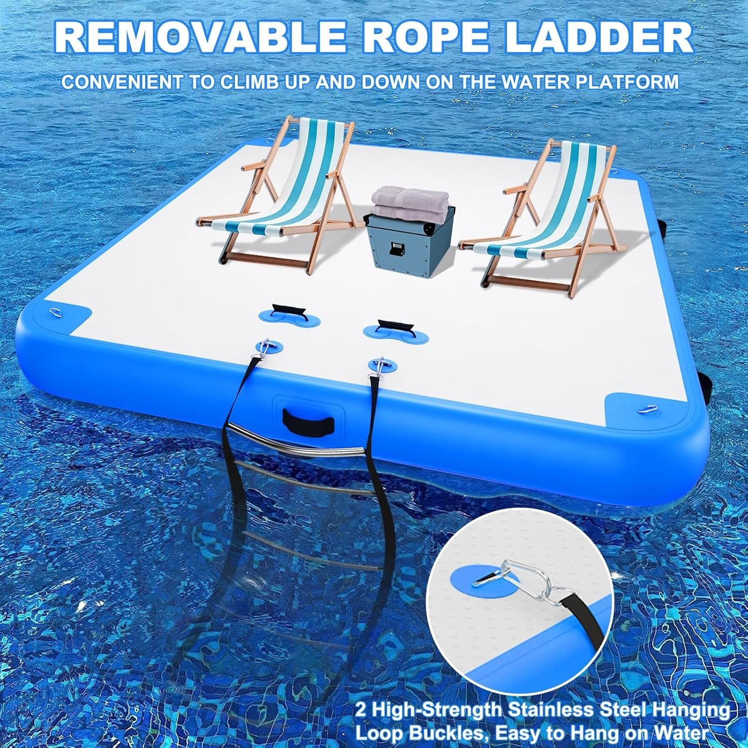 6’x12′ Inflatable Lake Deck,None-Slip Surface Swim Deck,floating dock for boat