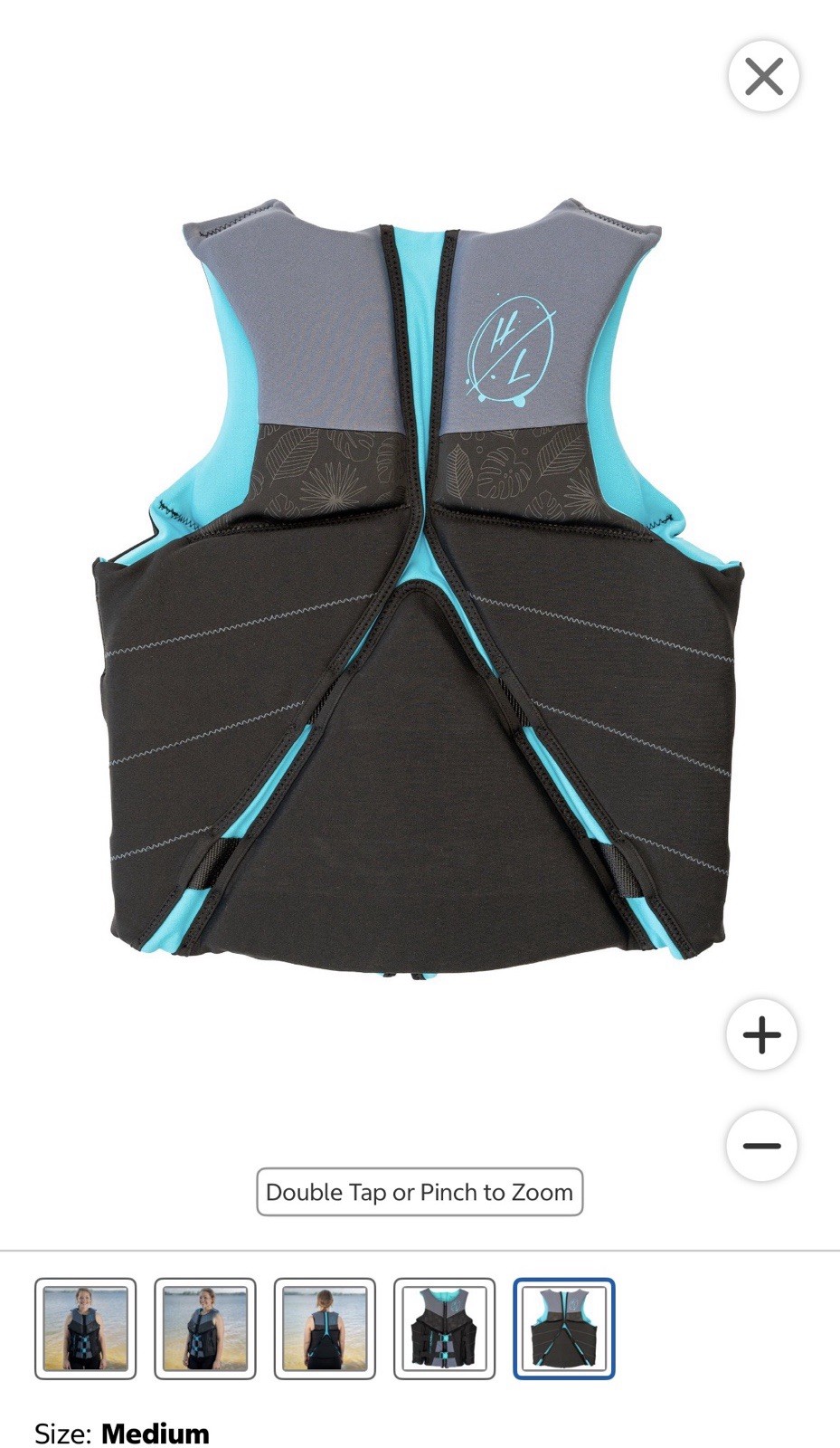 Hyperlite HL Women’s Life Jacket Vest M Black/Gray/Teal Zip Front Buckles