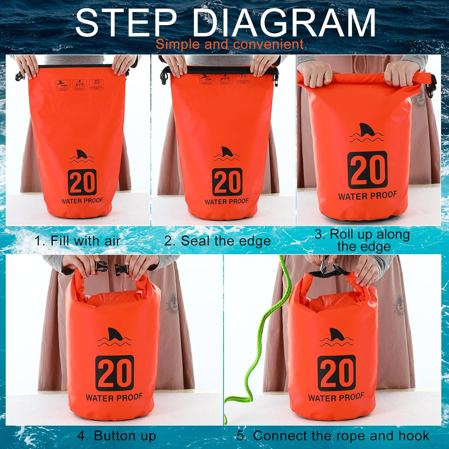 2 Set 20L Sand Anchor Heavy Duty Buoy Kit 2 in 1 Kayak Anchor Floating Waterproo