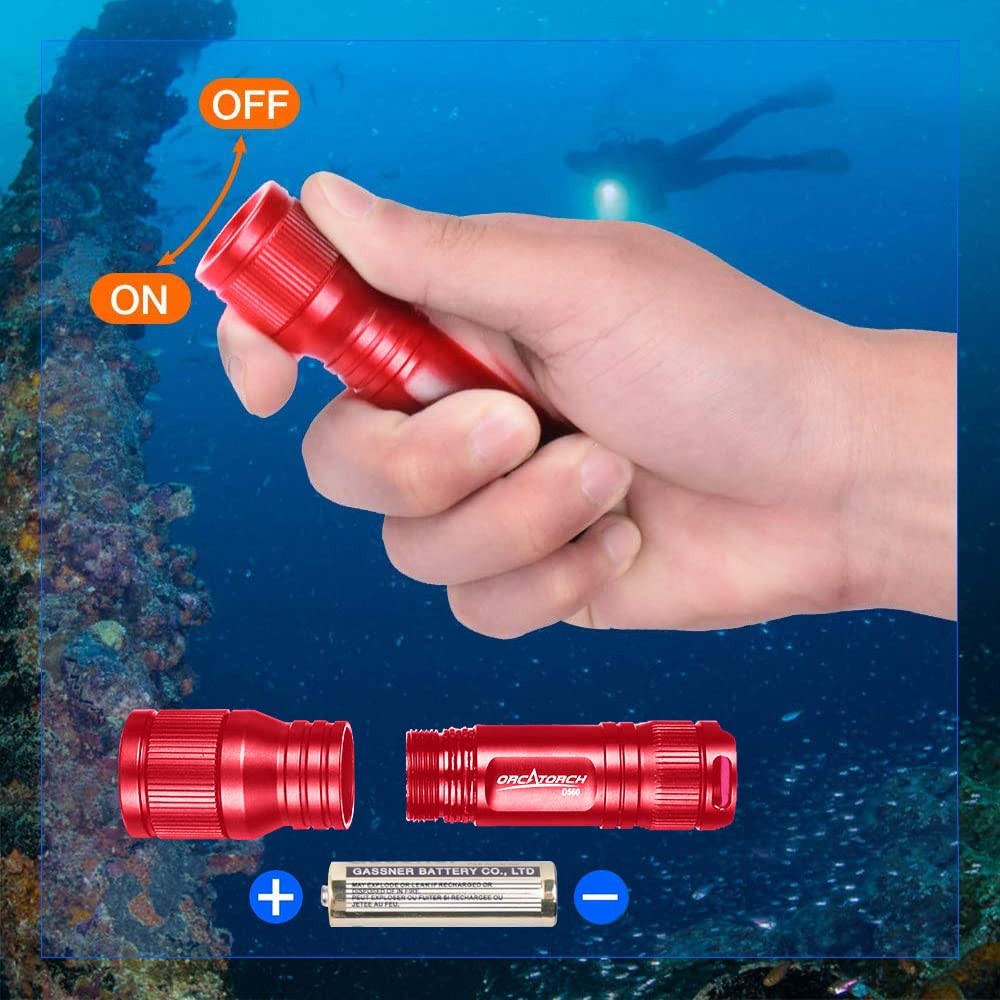 Orcatorch D560 Mini Scuba Dive Light Headlamp 650 Lumen Mask Diving Flashlight