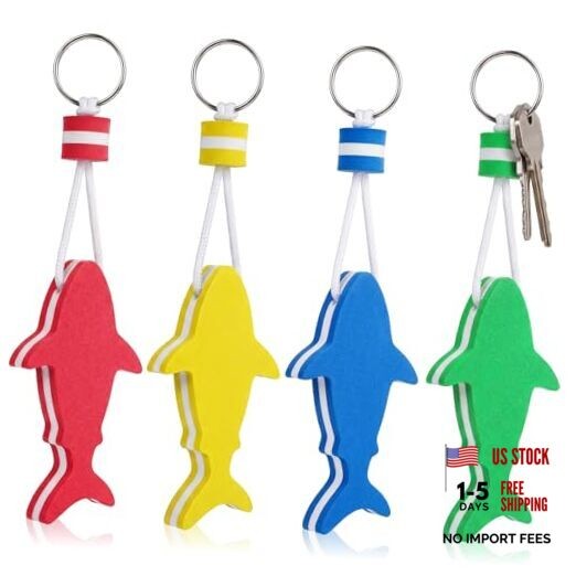 Tondiamo Shark Floating Keychains for Boat Keys Foam 4 Green Blue Red Yellow