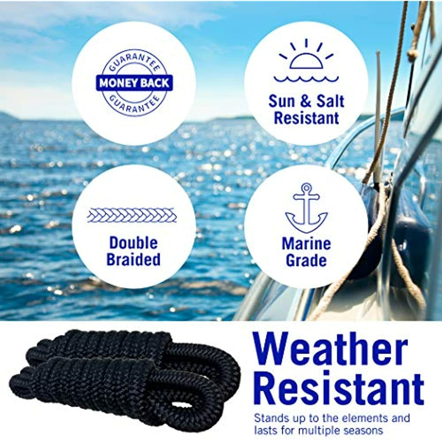 Boat Fender Lines for Boat Bumper Fender Hangers Marine Rope Nylon 6 Feet