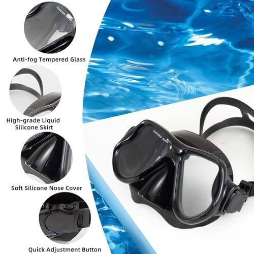 Scuba Mask Anti-Fog Tempered Glass Dual Lens Diving Goggles for Adults