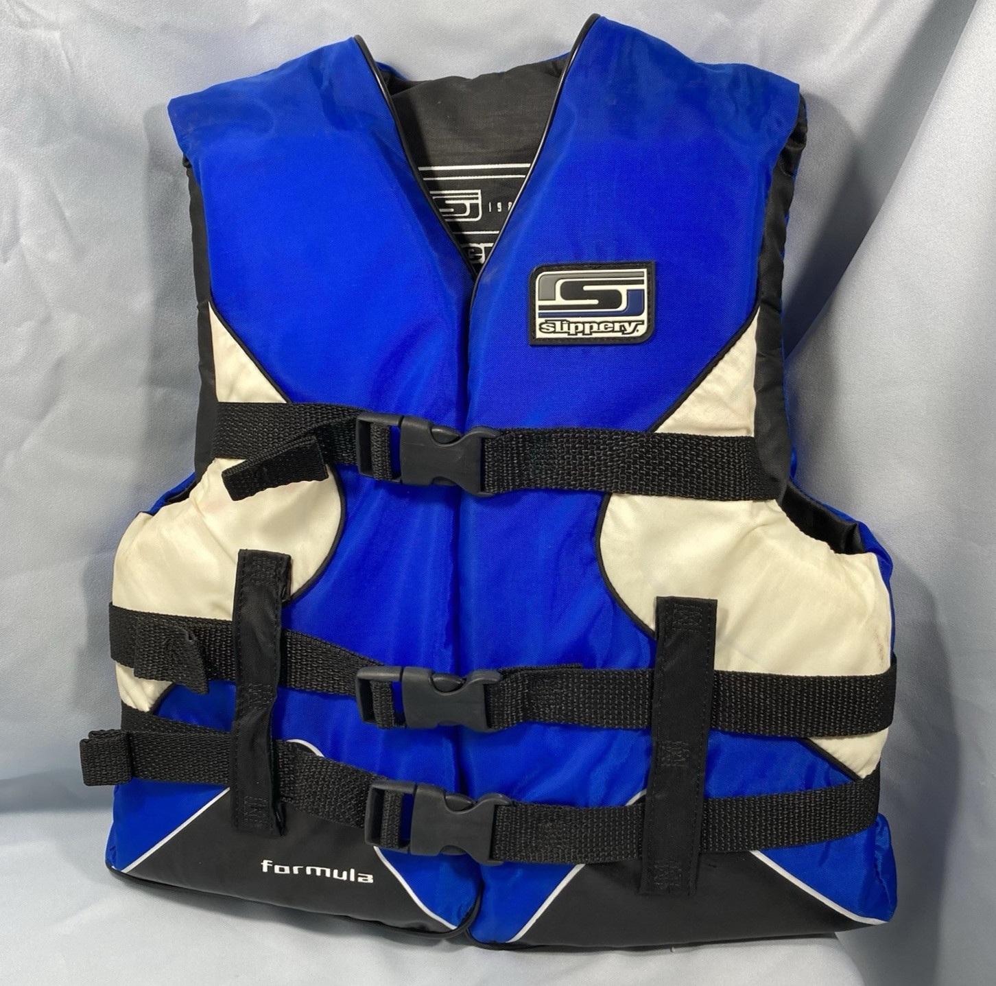 Life Vest, Child, Slippery, Blue, White, & Black, Weight Size: 50 to 90 pounds