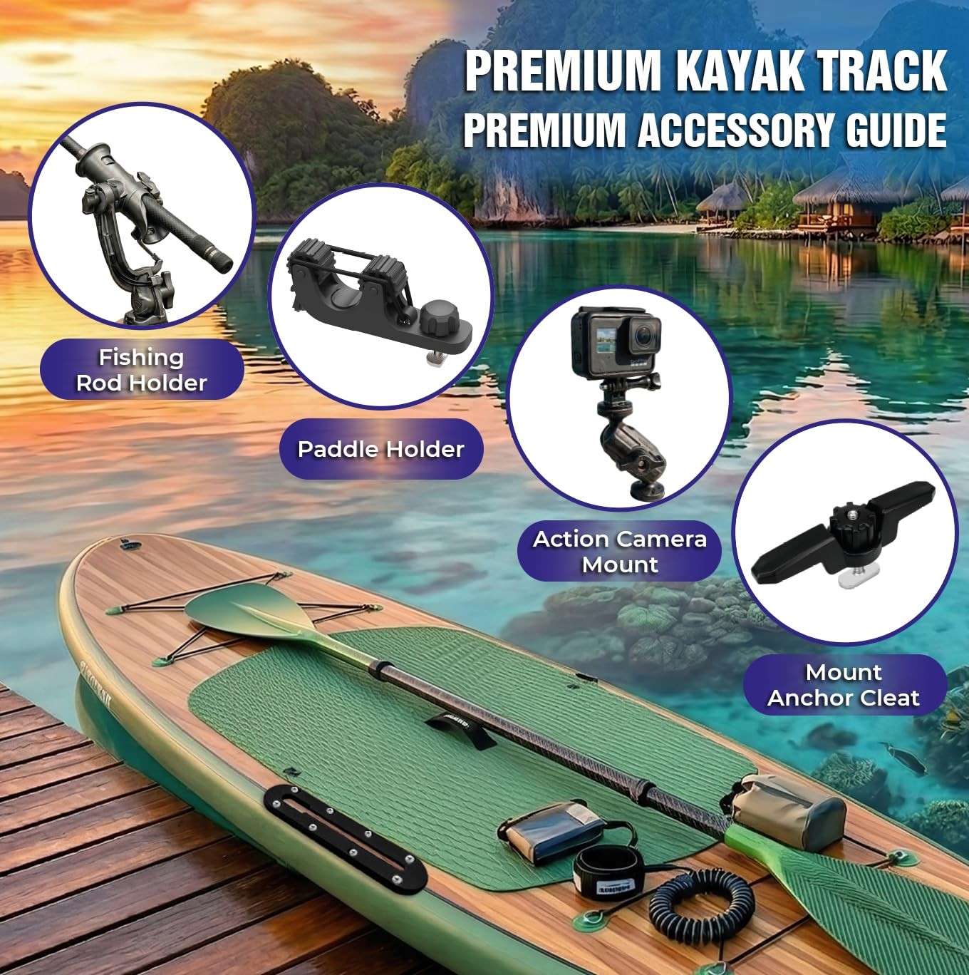 6-Pack Kayak Track Mount Accessories Kit -Universal Rail System for Kayak Fis…