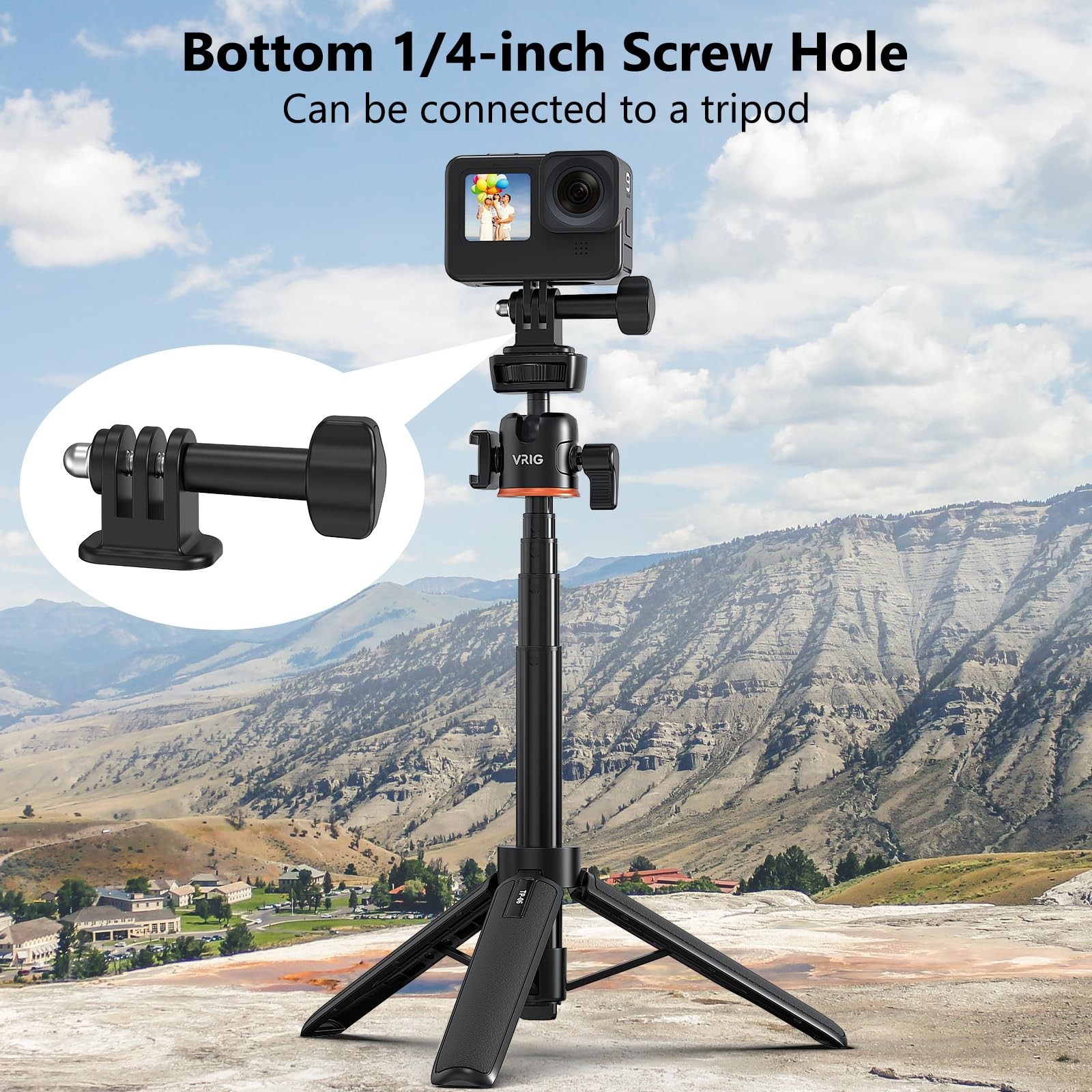 Tripod Mount Adapter 1/4 Inch Screw Compatible with GoPro Hero Black Camera