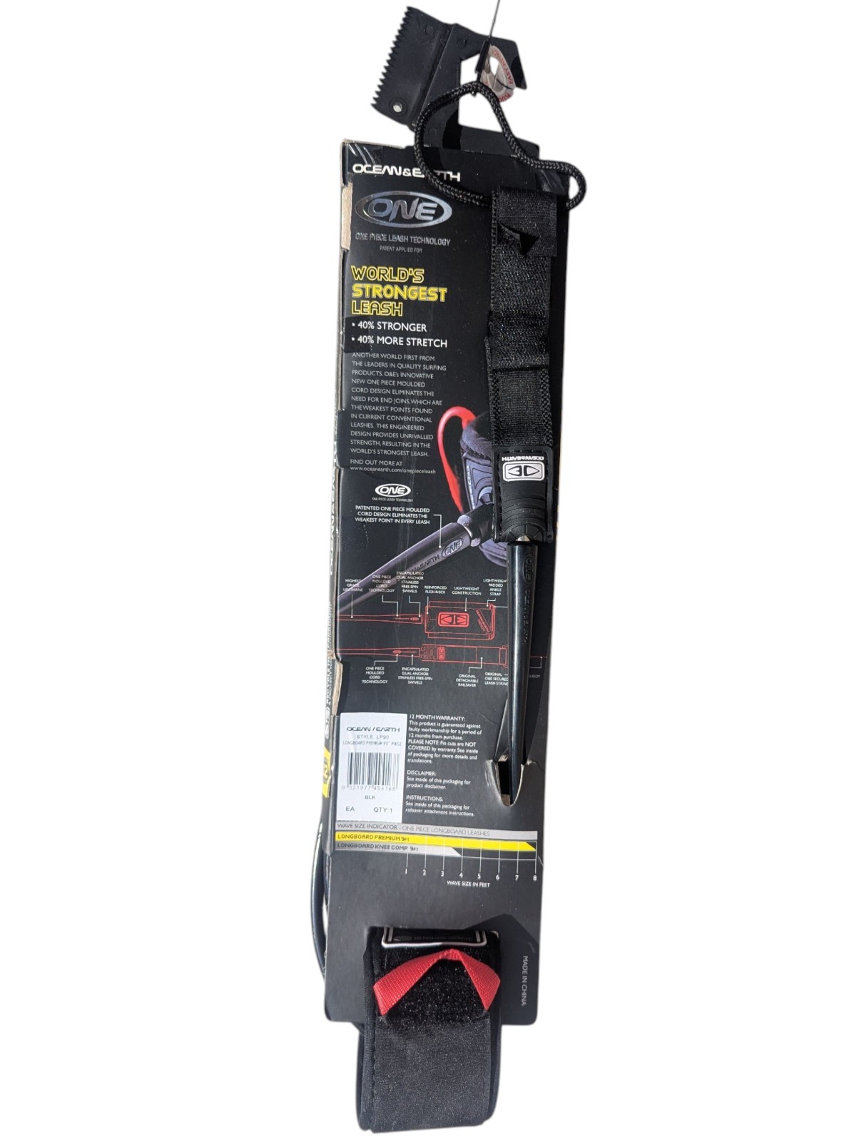 Ocean & Earth Premium Surfboard Ankle One Piece leash 9ft Cord 7mm Black New