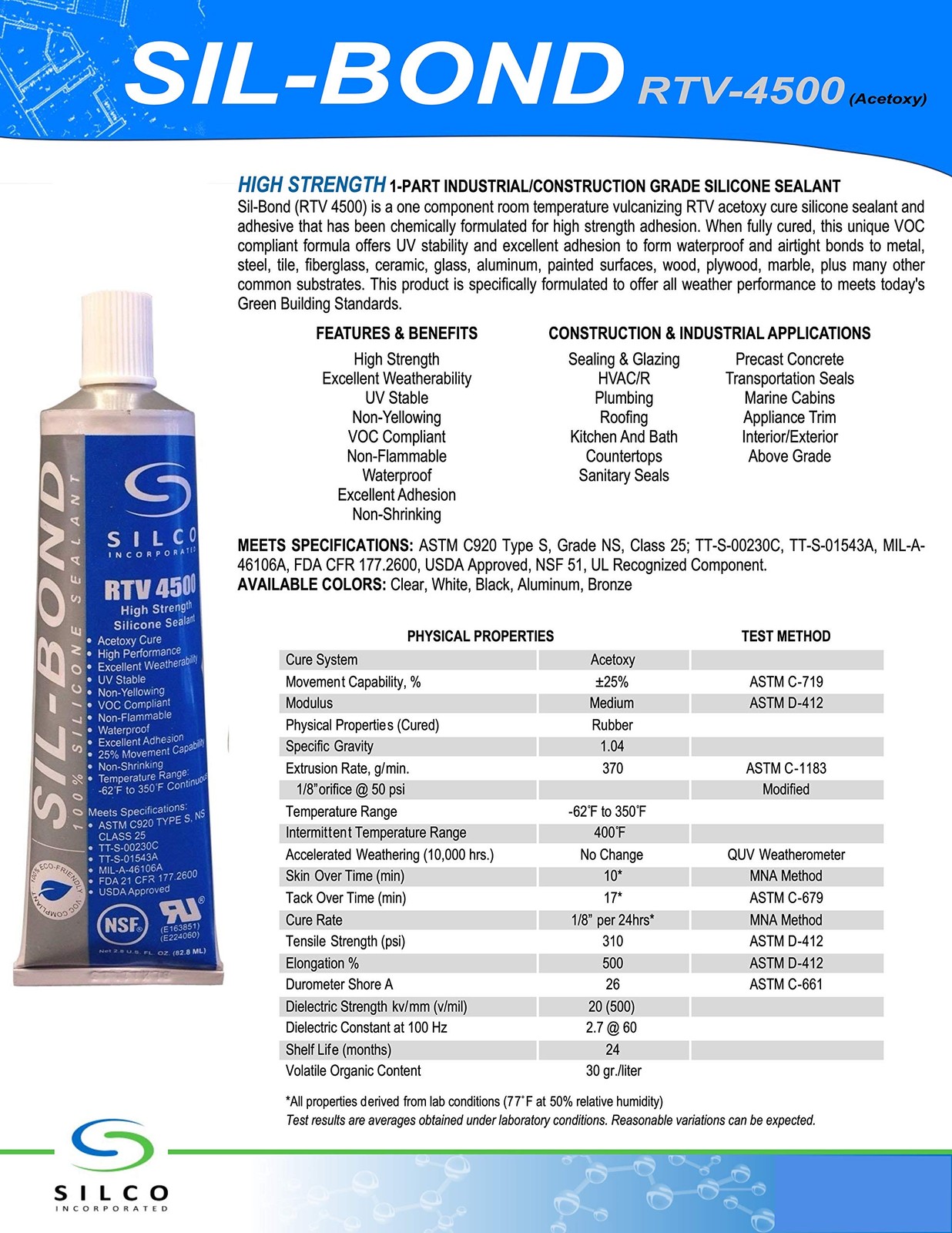 Silicone RTV 4500 FDA Grade High Strength Sealant, Black (2.8 black