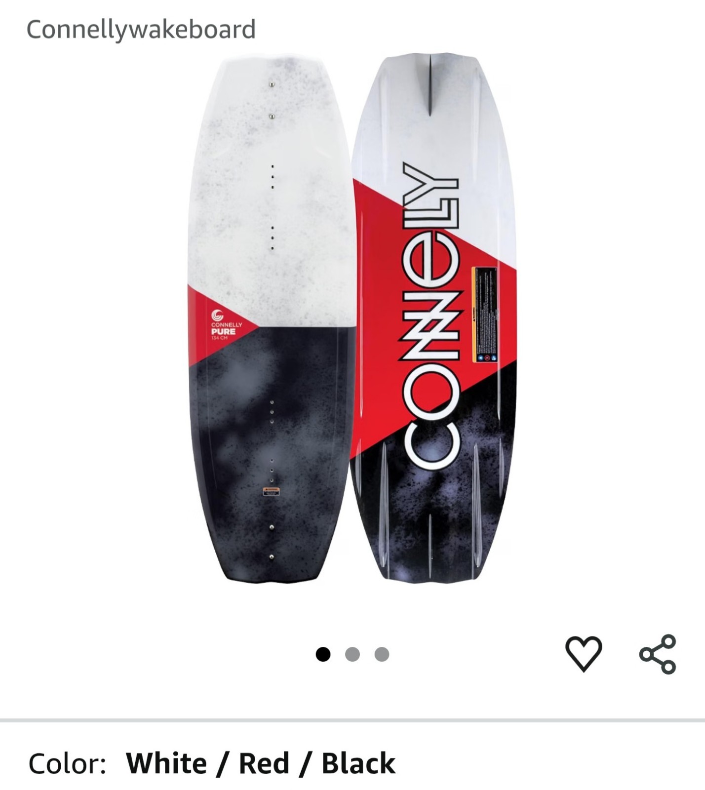 New Connelly Pure Wakeboard 2025 134cm White Red Black Board Only /Original Box