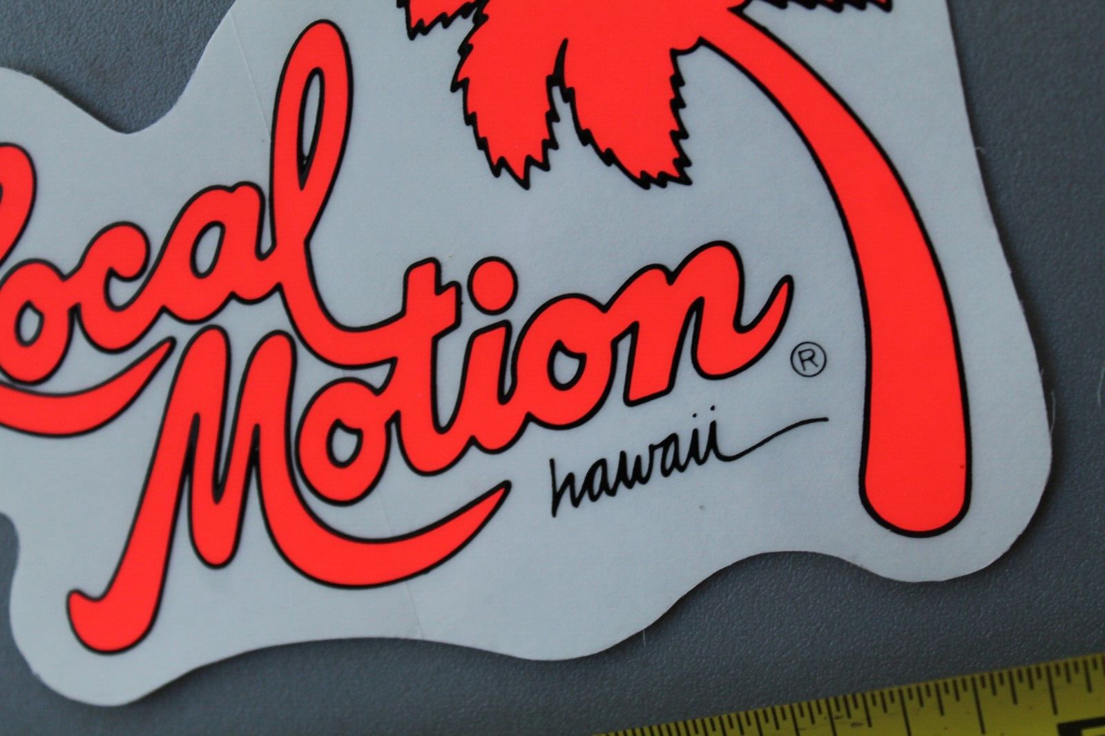 LOCAL MOTION Hawaii Surfboard Clear Neon Orange LM3 80’s Vintage Surfing STICKER