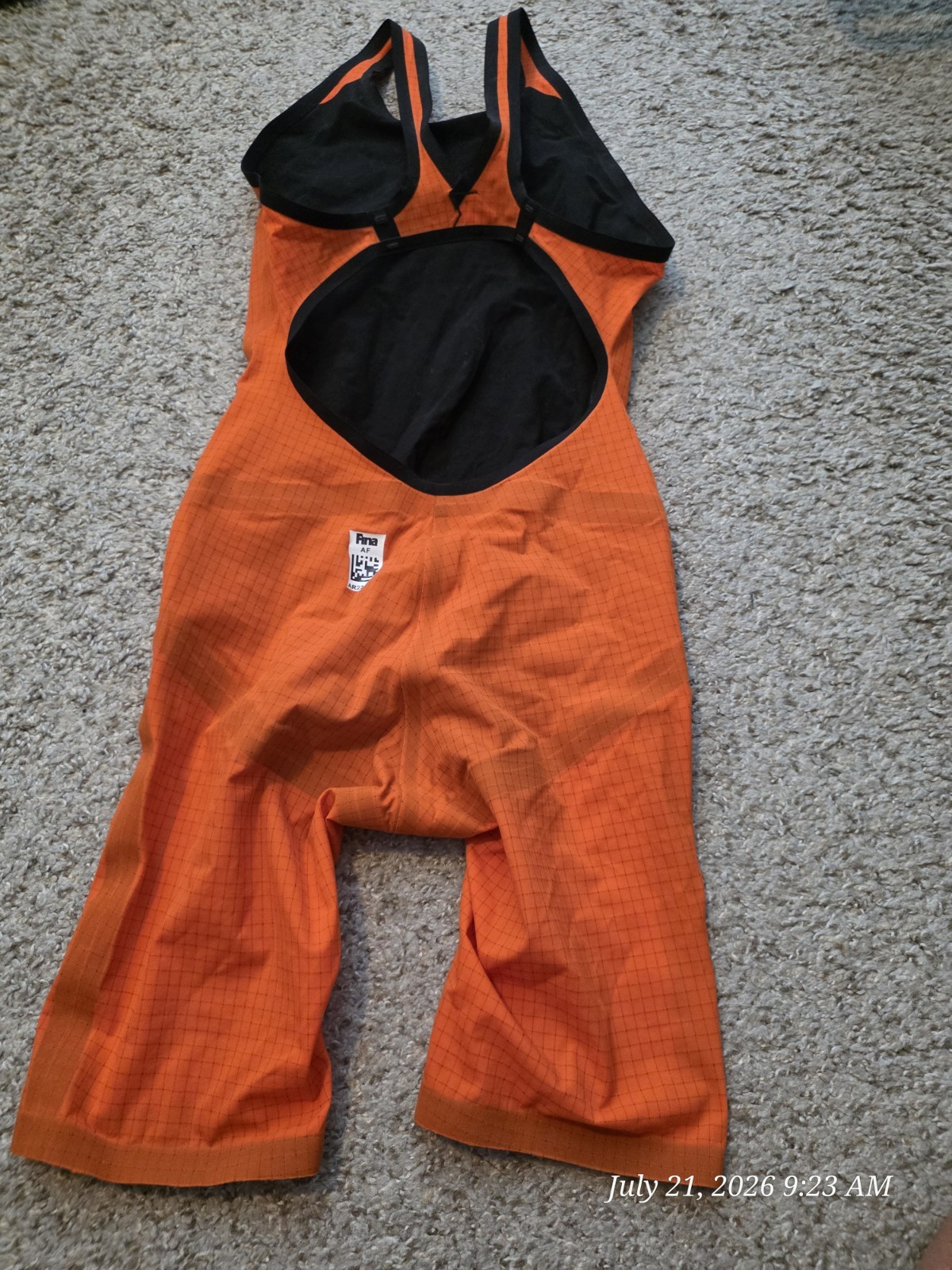 Arena Carbon Competitive Racing Kneeskin One Piece Swimsuit Size 32 Orange