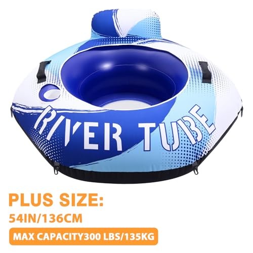 54”Heavy Duty River Tube with Canvas Cover Large Pool Floats Adults Blue